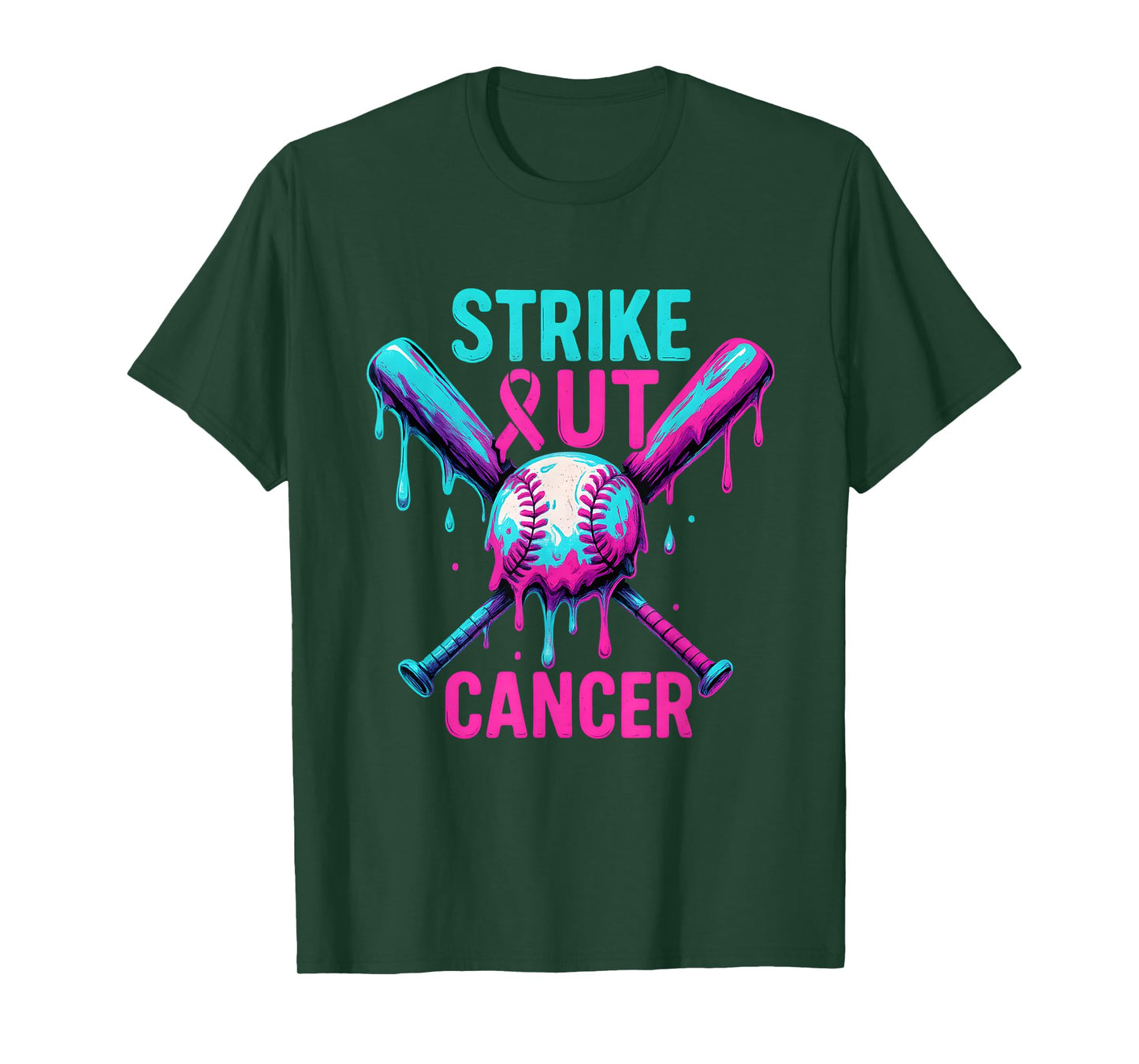 Strike Out Breast Cancer Baseball Drip Ice Cream Drip T-Shirt