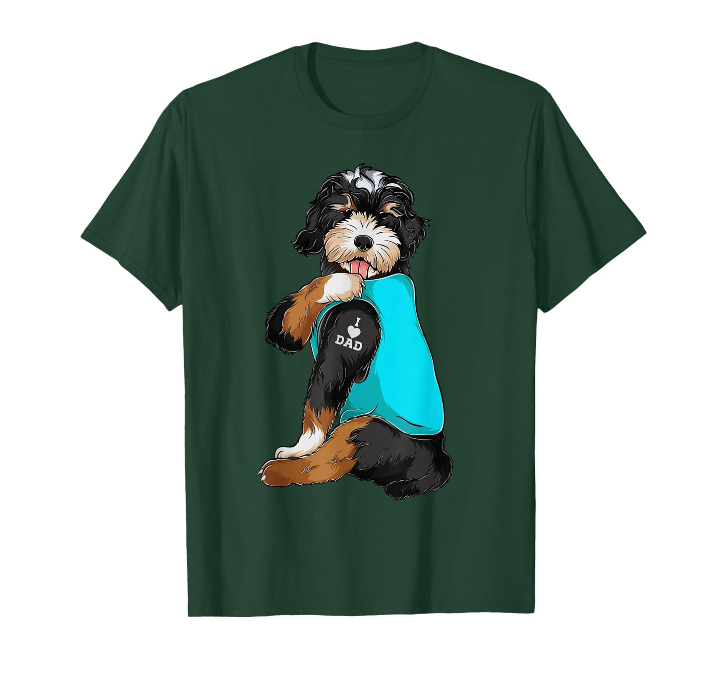 Bernedoodle I Love Dad Tattoo Apparel, Dog Dad Gifts Dads T-Shirt