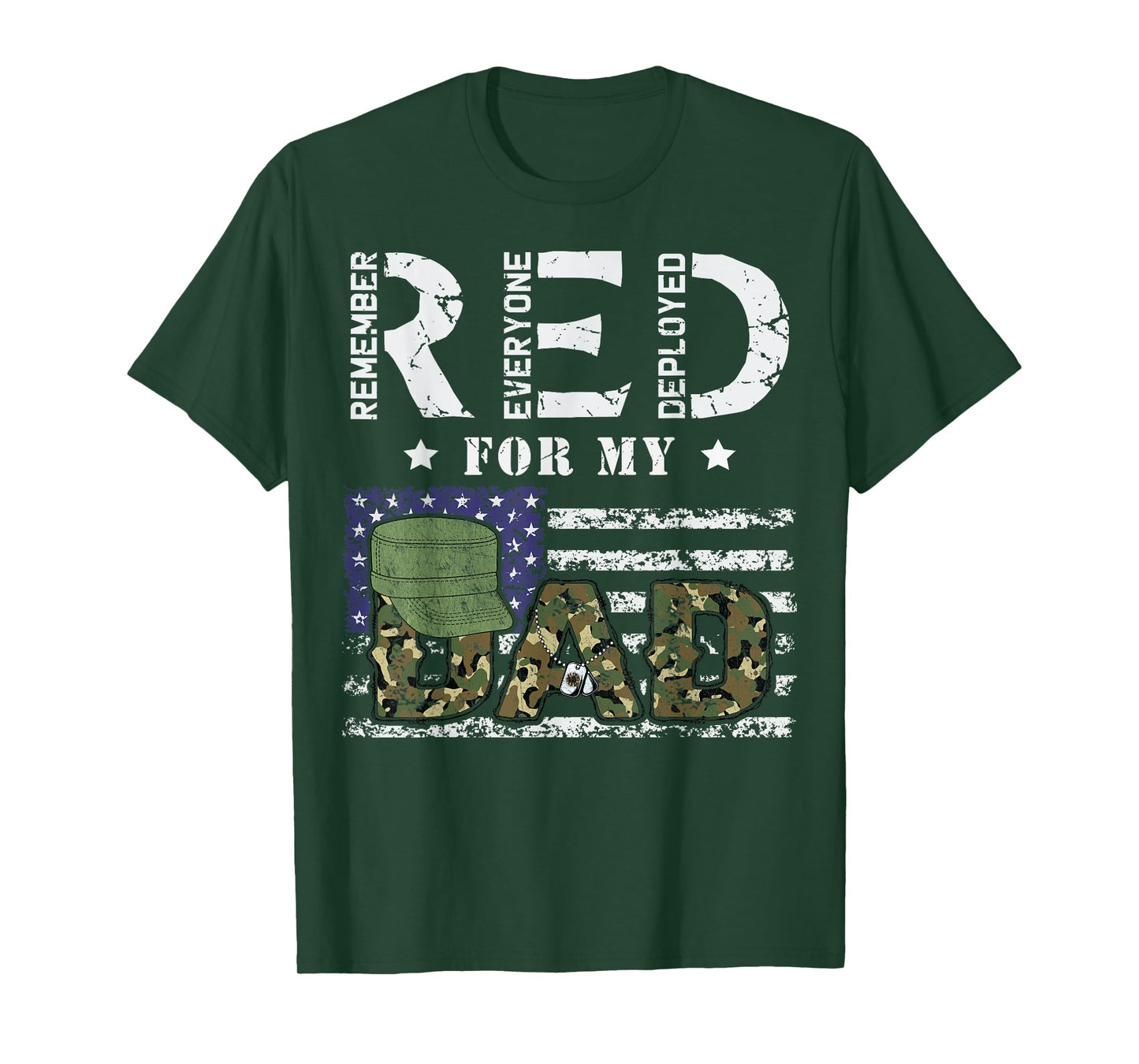 Wear Red Friday Military For My Dad Deployed Daddy USA Flag T-Shirt for Women Kids Men