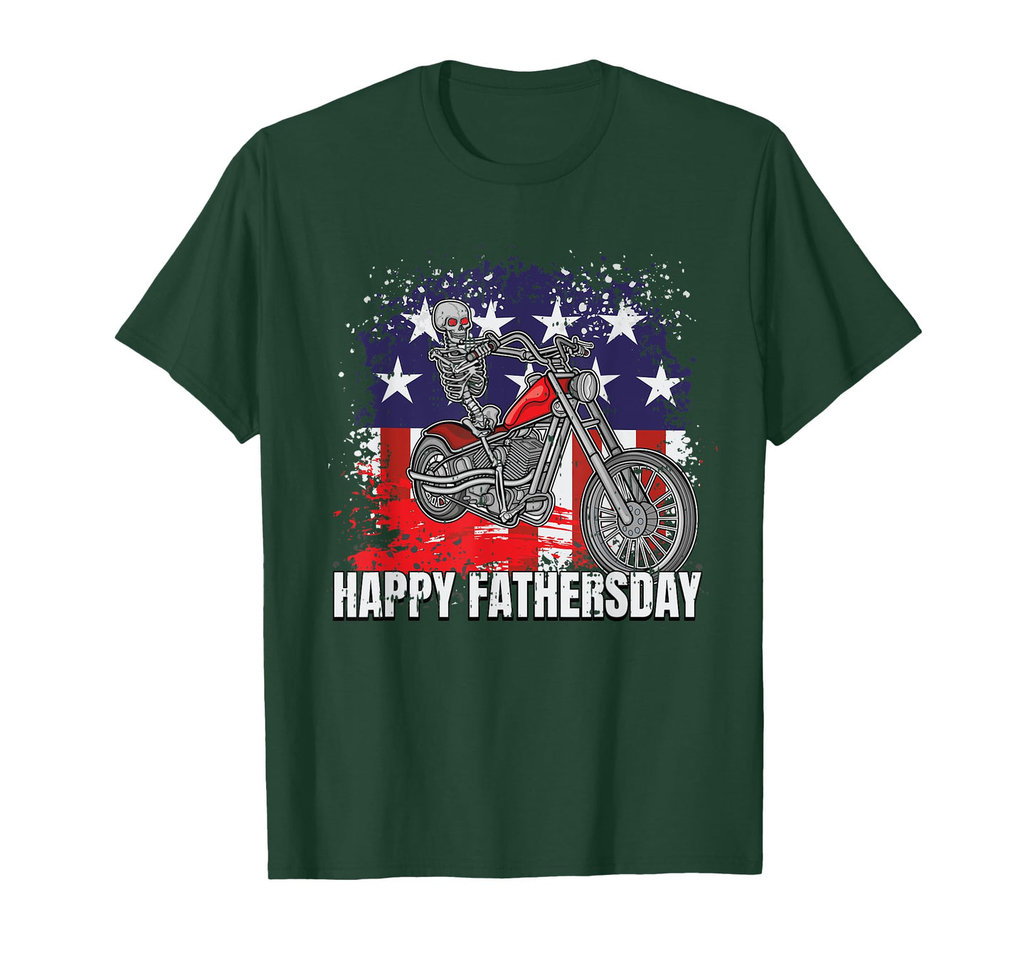 Skeleton Riding Motorcycle Happy Fathers Day Funny Dad Papa T-Shirt