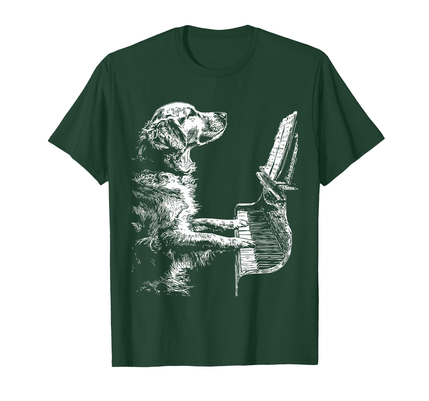 Funny Golden Retriever Dog Playing Piano Art Pianist Graphic T-Shirt