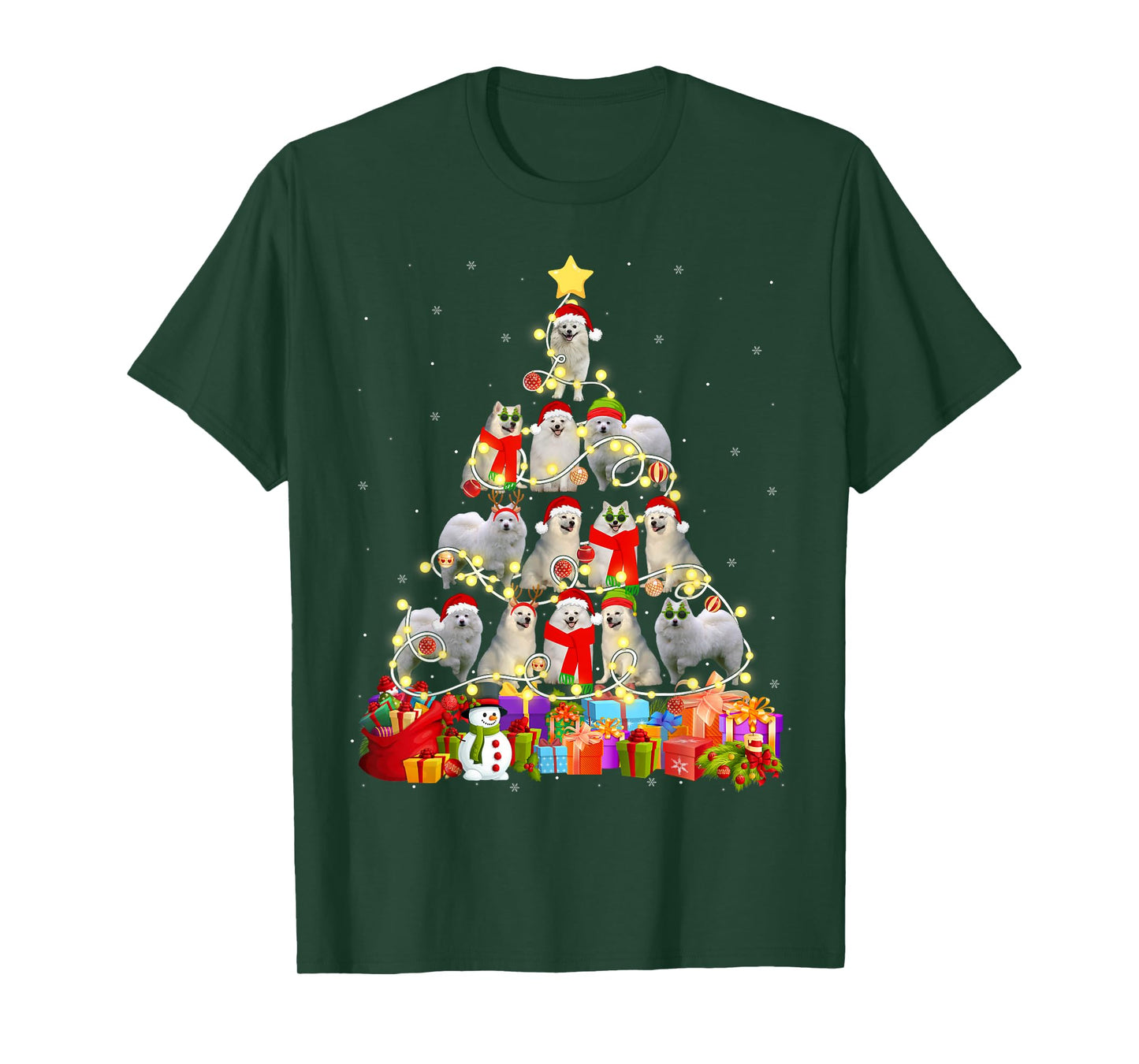 Funny American Eskimo Christmas Tree Pet Dog Lover Gift T-Shirt for Men Women Kids