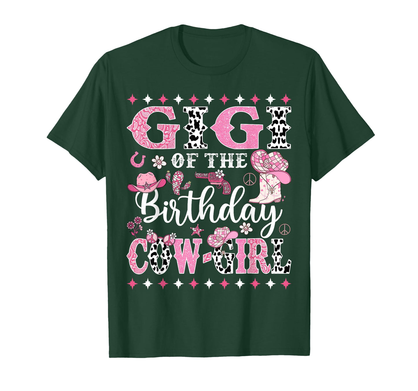 Cowgirl Birthday Matching Family Gigi Of The Birthday CowGirl Rodeo Unisex-Kids, Unisex-Adults Black Small Crew Neck Short Sleeve T-Shirt