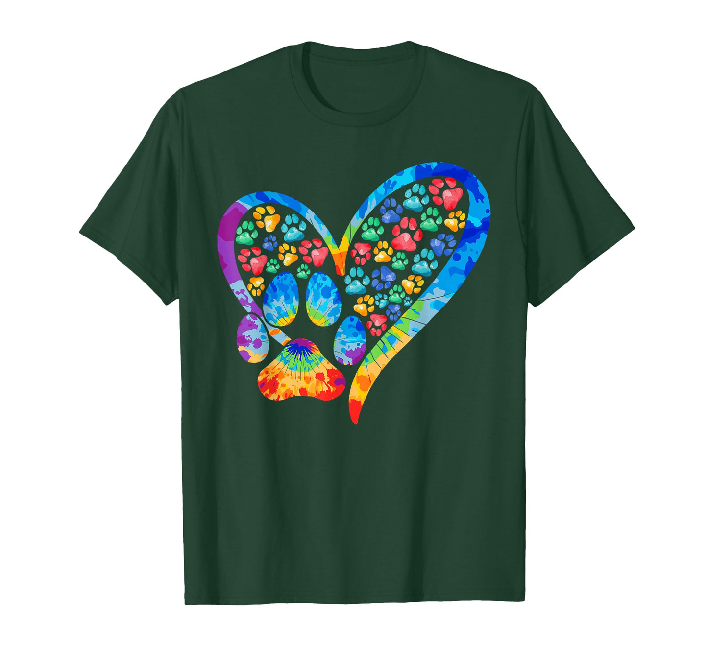 Tie Dye Love Dog Paw Print Heart Animal Lover T-Shirt