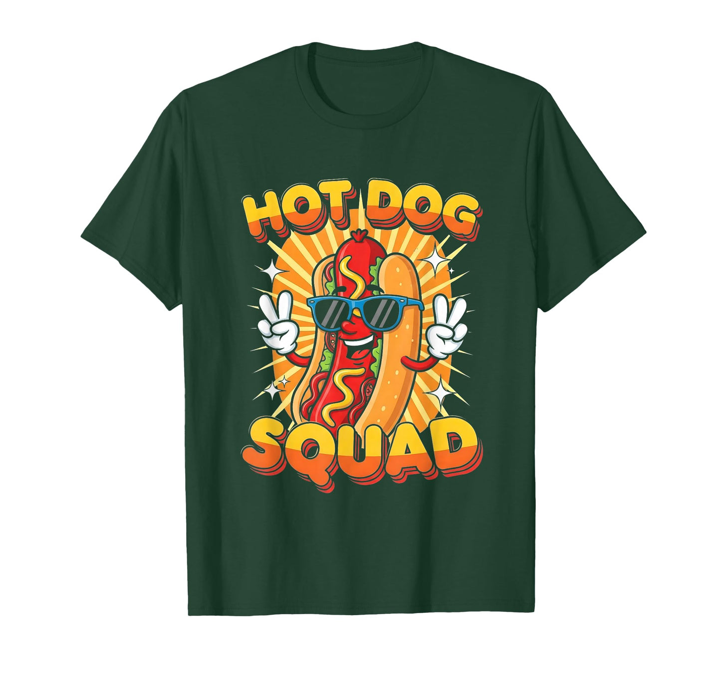 Hot Dog With Sunglasses Flashing Peace Sign Hot Dog Squad T-Shirt