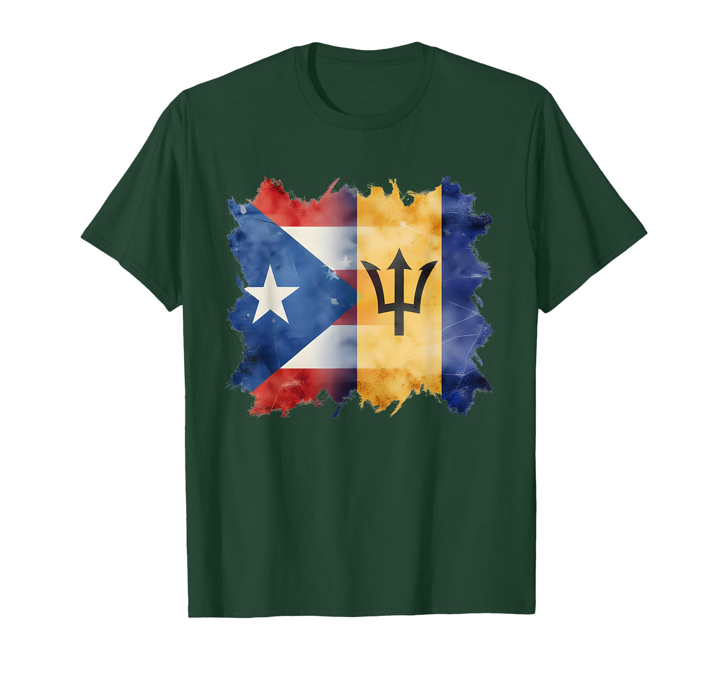 Half Puerto Rican and Barbadian Flag Boricua Roots Combine T-Shirt