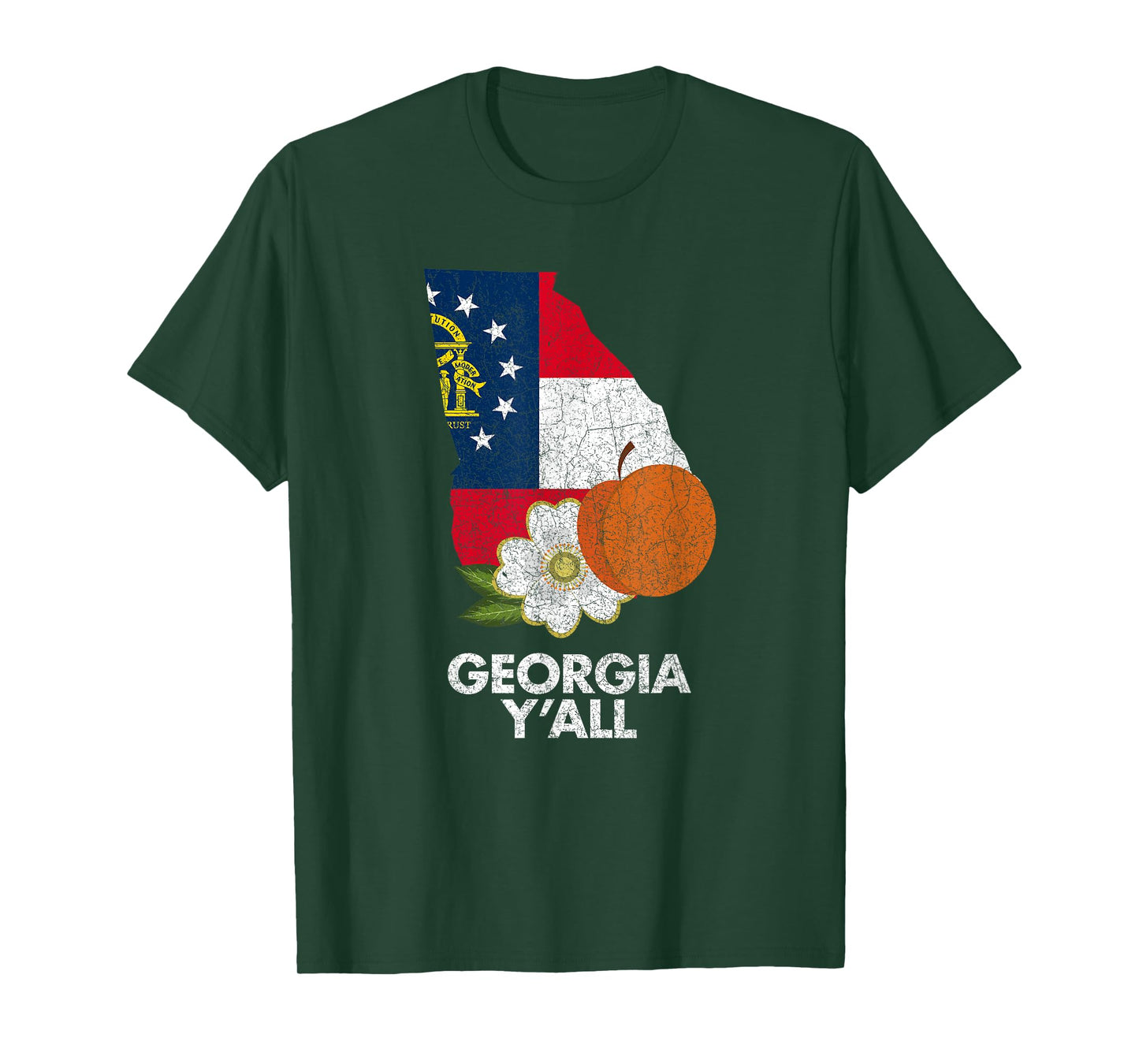 Vintage State of Georgia T-shirt Flag Peach Y'all T-Shirt