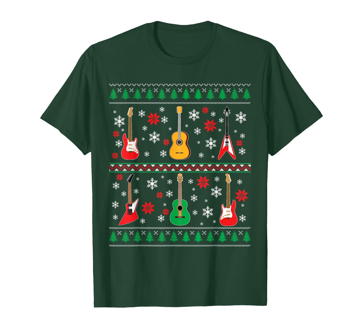 Guitar Ugly Christmas Sweater Guitar Lovers Guitarists Gifts T-Shirt