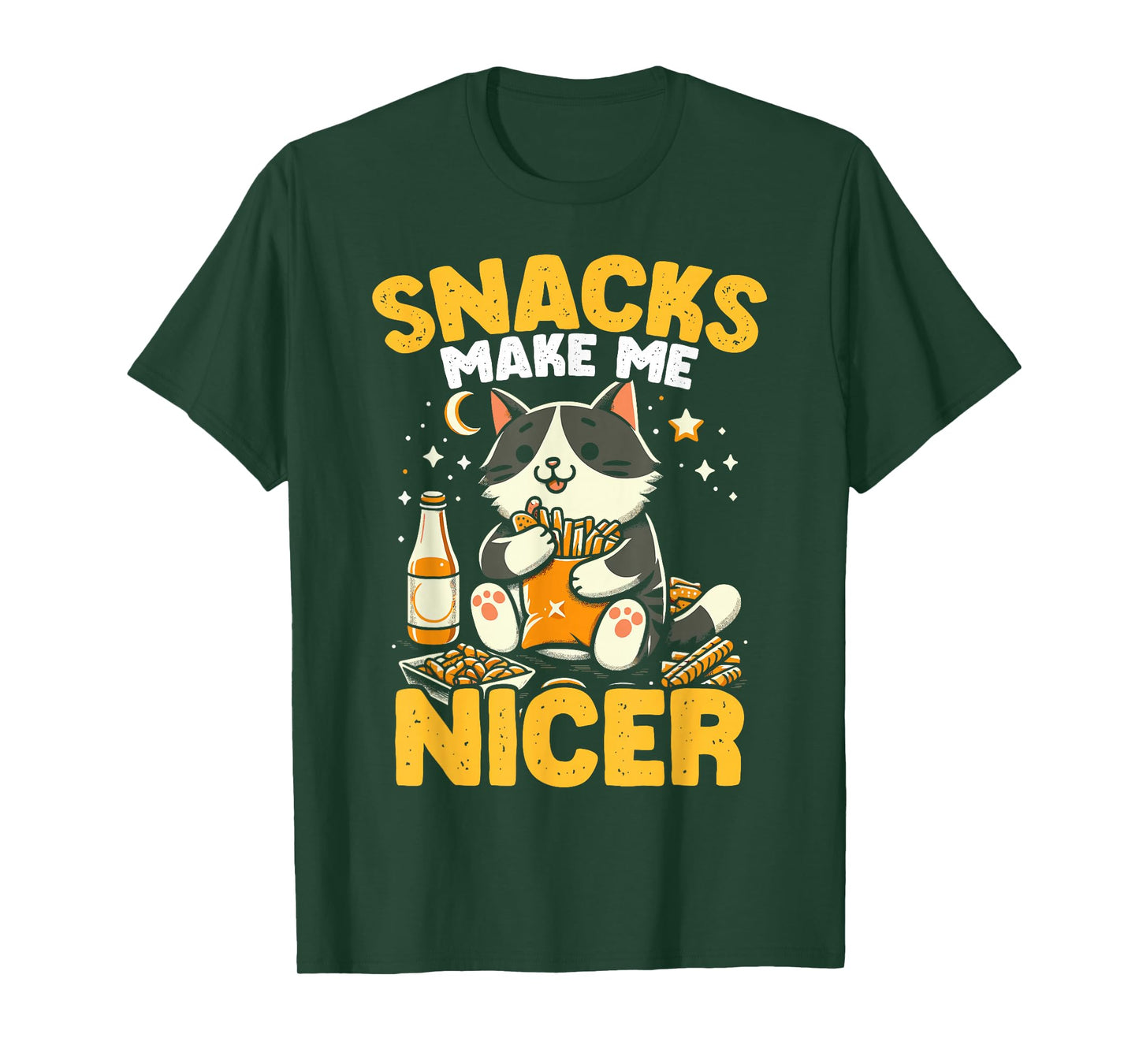 Snacks Make Me Nicer Cat Lover Snack Lover Humor Junk Food T-Shirt