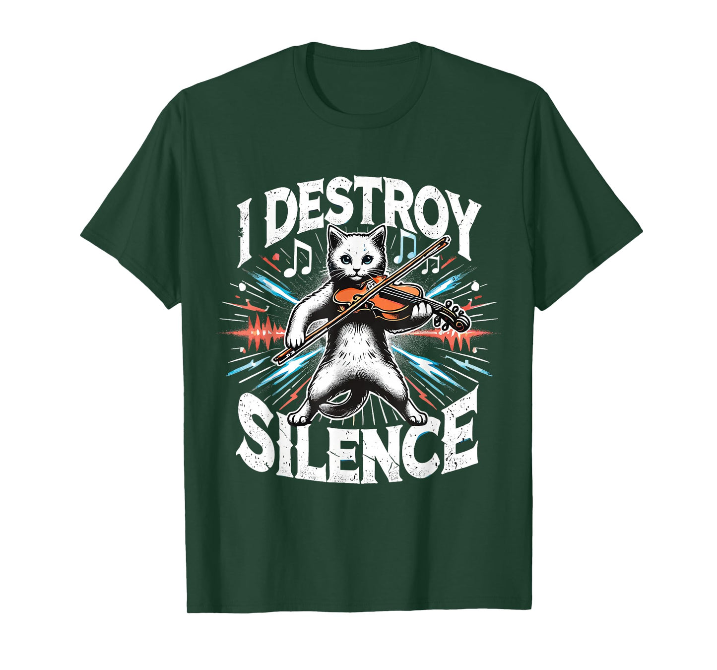 Funny I destroy silence Orchestra Violin Cat Playing Viola T-Shirt