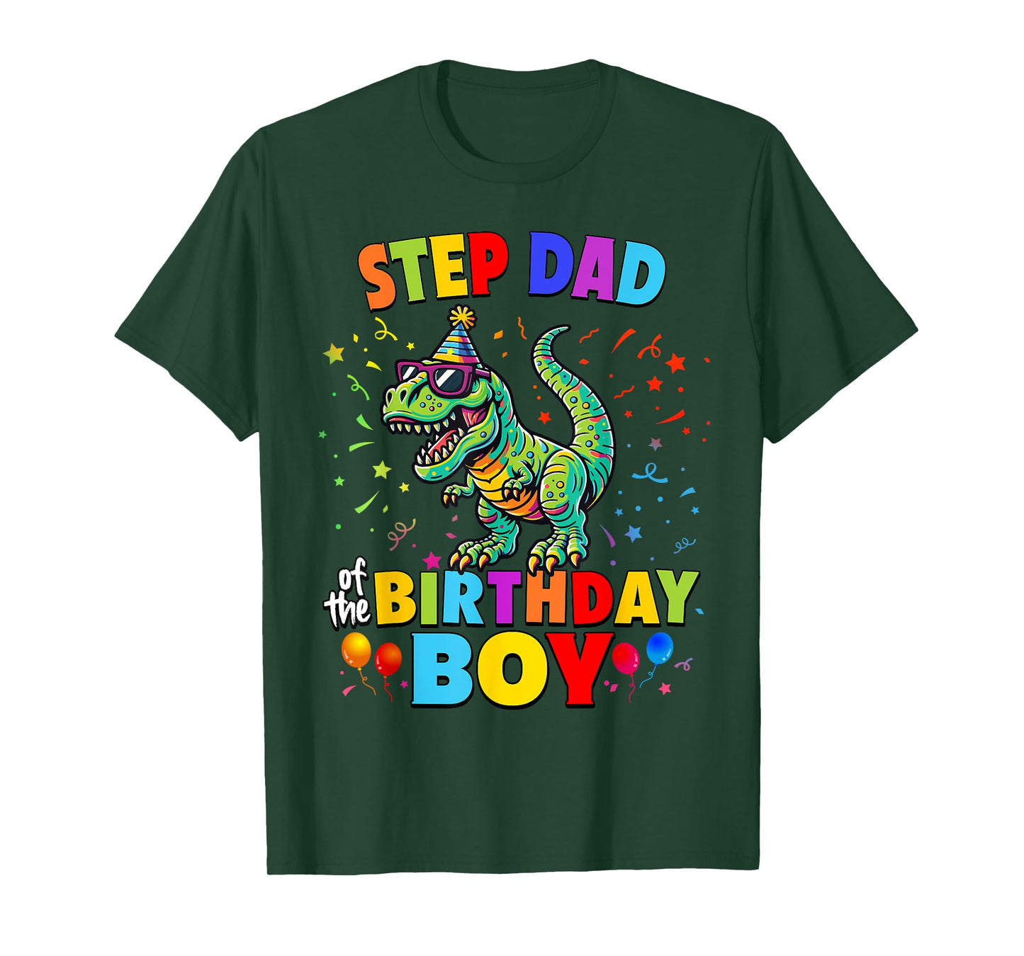 Step Dad of the Birthday Boy TRex Dinosaur Party T-Shirt