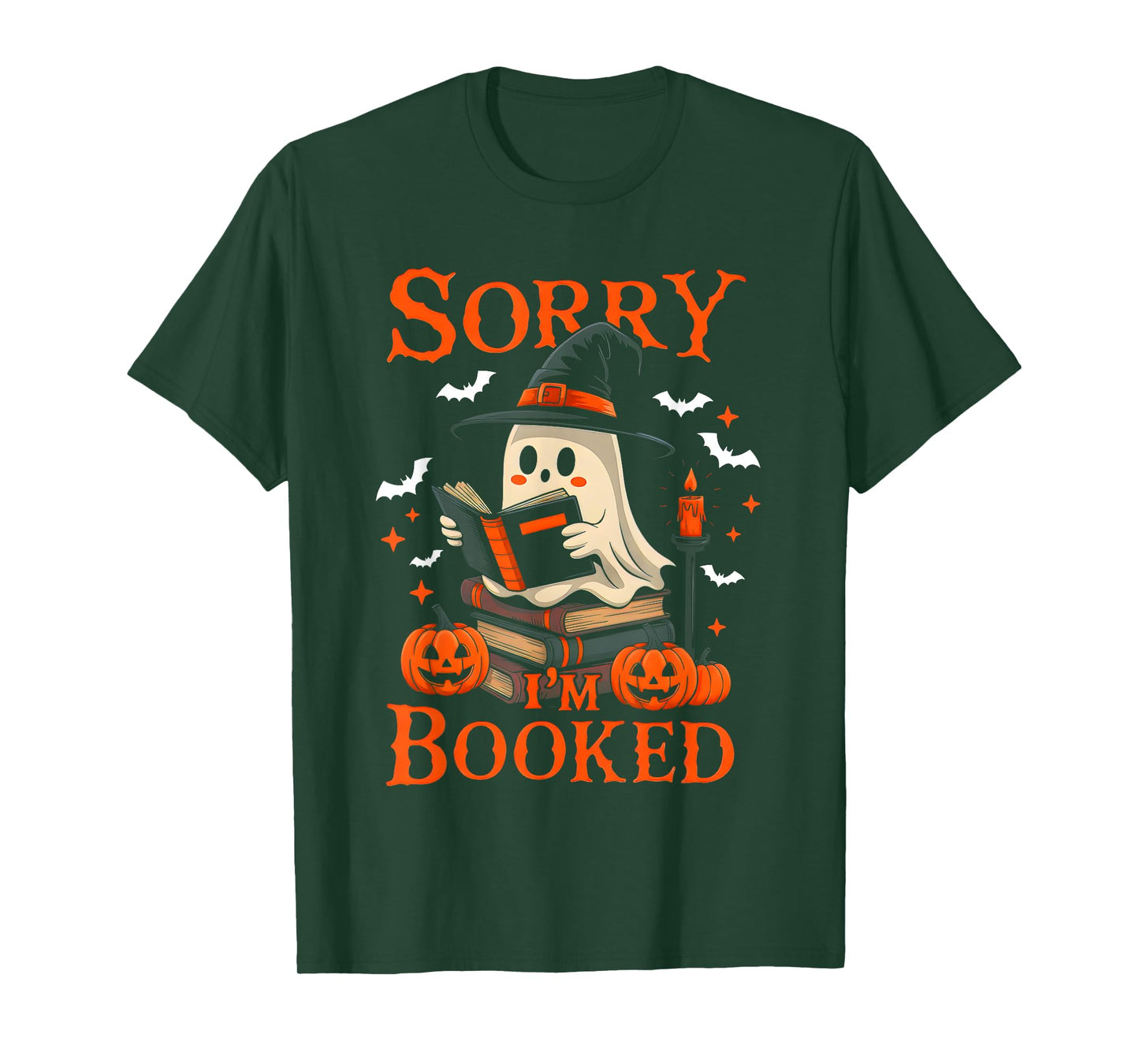 Sorry I'm Booked Ghost Reading Book Lover Teacher Halloween T-Shirt