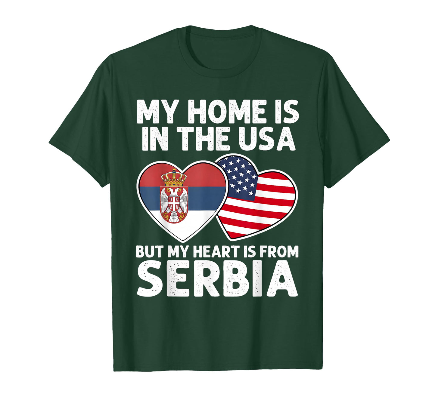 My Home USA My Heart Serbia Serbian American Pride Flag T-Shirt