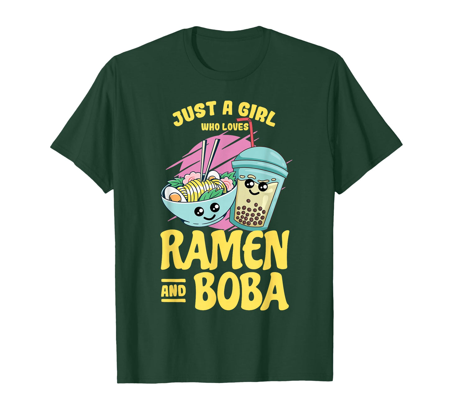 Just a Girl who Loves Ramen and Boba Bubble Tea T-Shirt Small