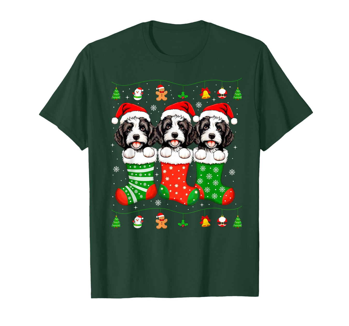 Bernedoodle Dog Christmas Pajamas Funny Xmas Dog Lover T-Shirt