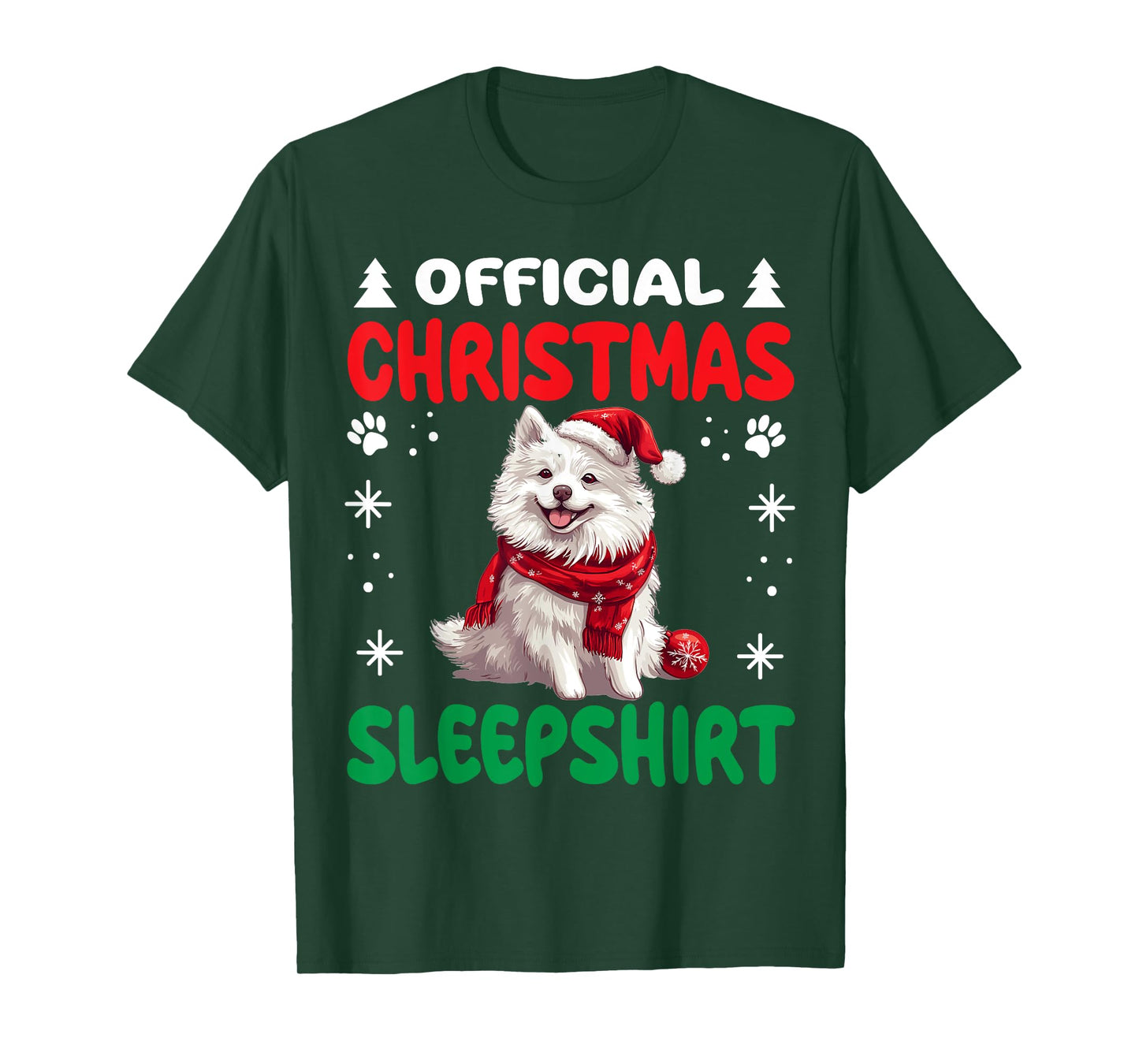 American Eskimo Dog Christmas Pajama Official Christmas T-Shirt