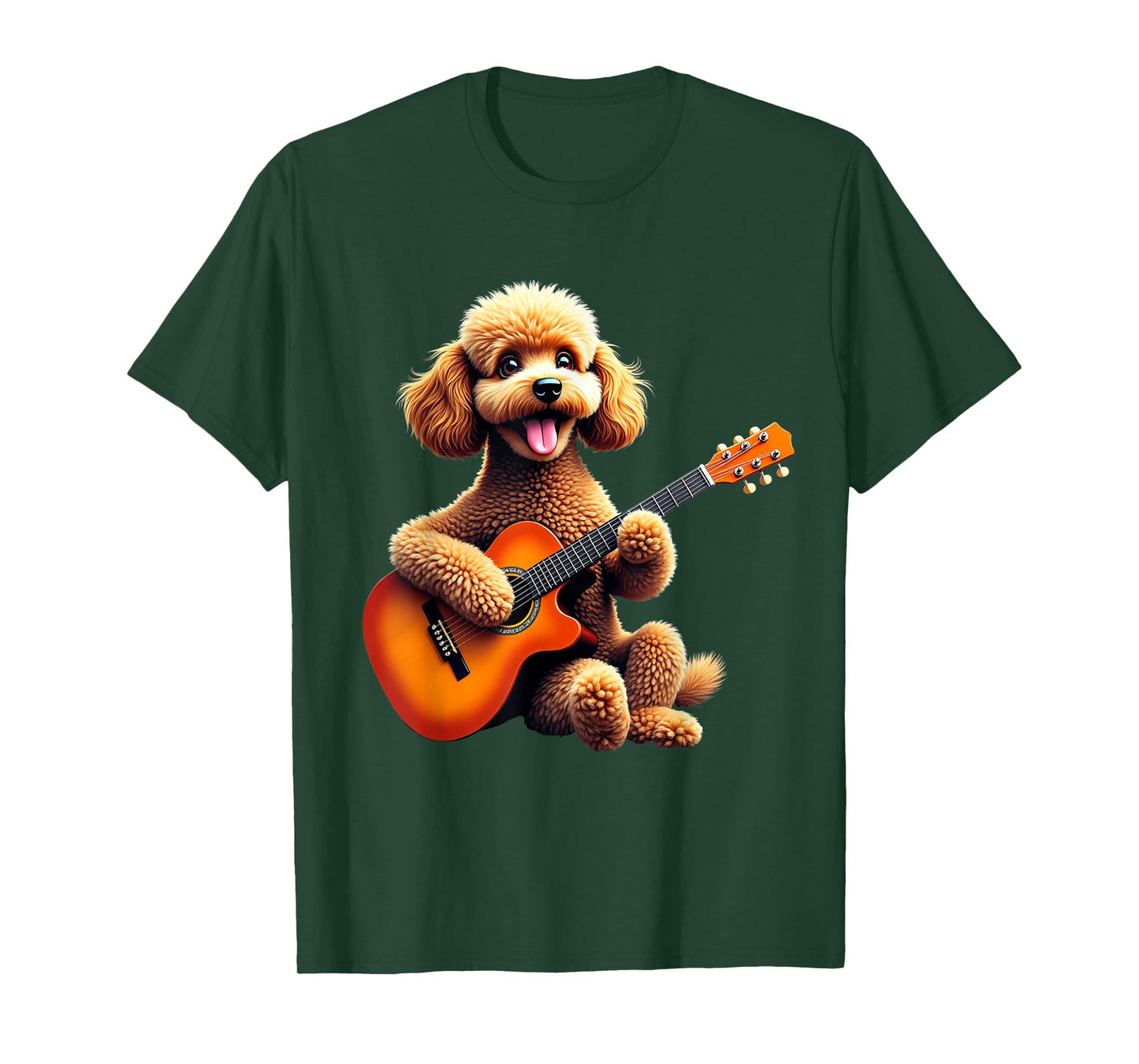 Poodle Dog Playing Guitar Design Funny Poodle T-Shirt