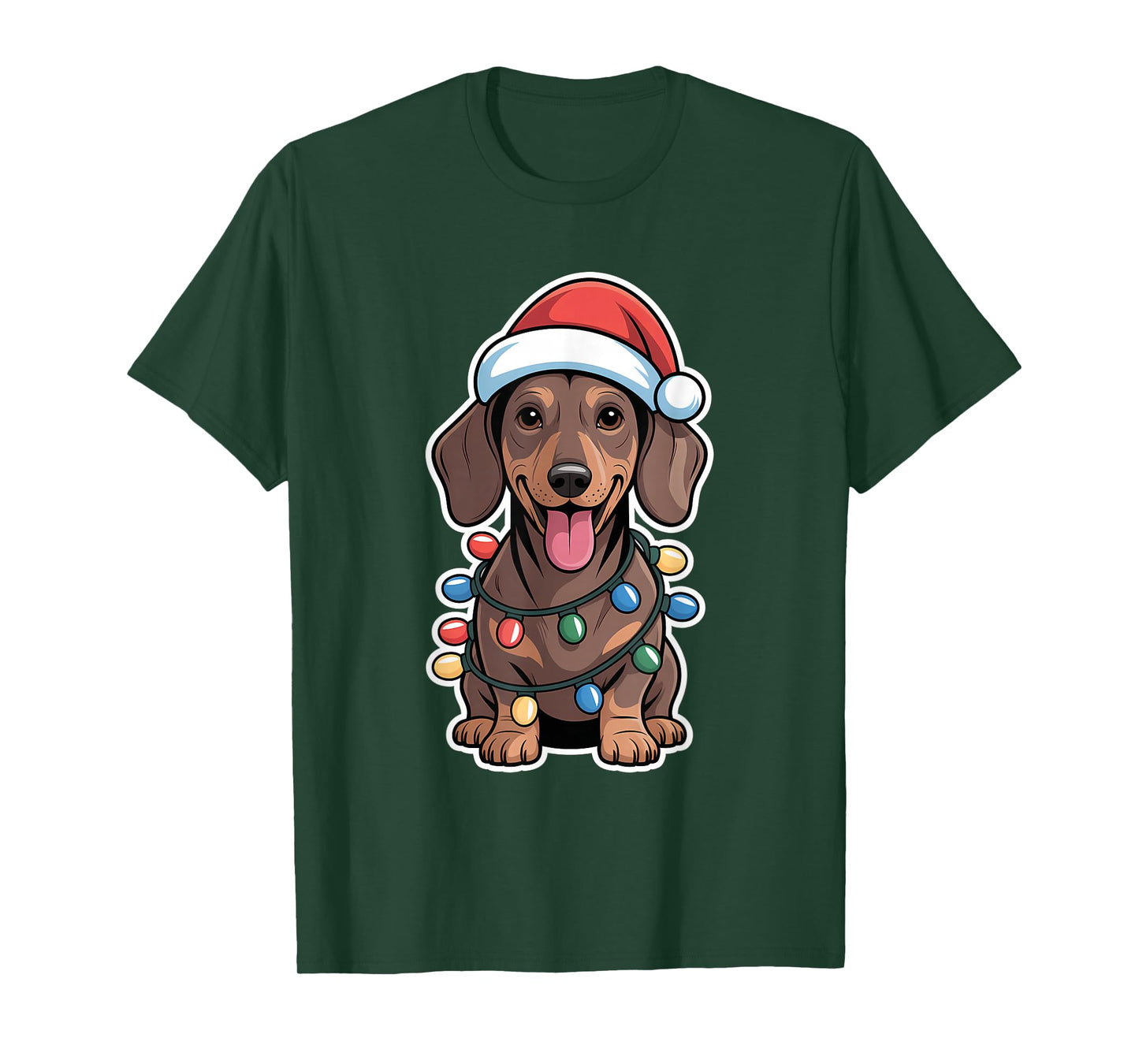 Dachshund Wrapped in Christmas Lights T-Shirt