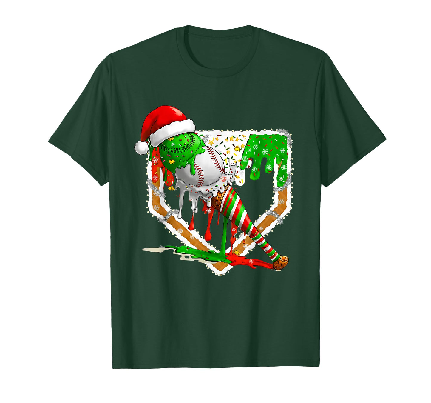 Baseball Xmas Christmas Baseball Ice Cream Drip Boys T-Shirt
