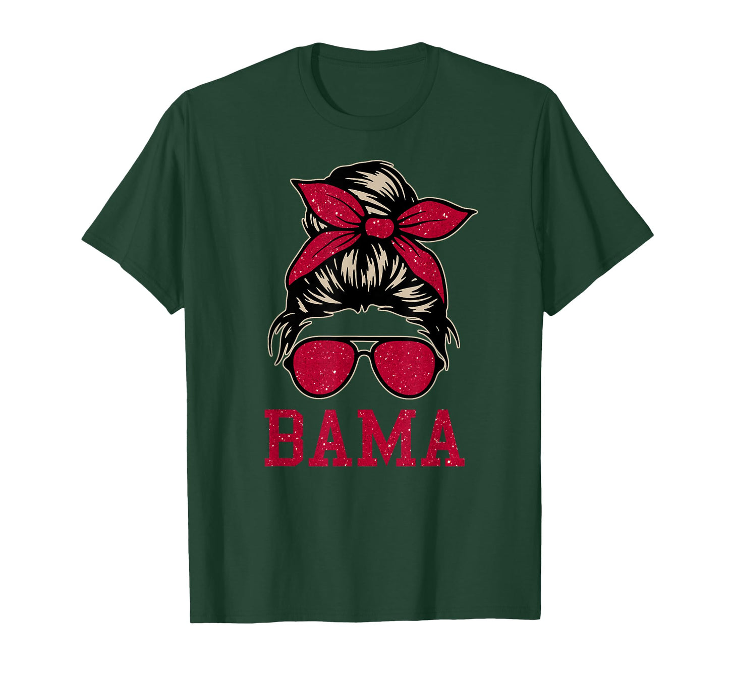 BAMA Women Girl Mom Messy Bun Hair. T-Shirt