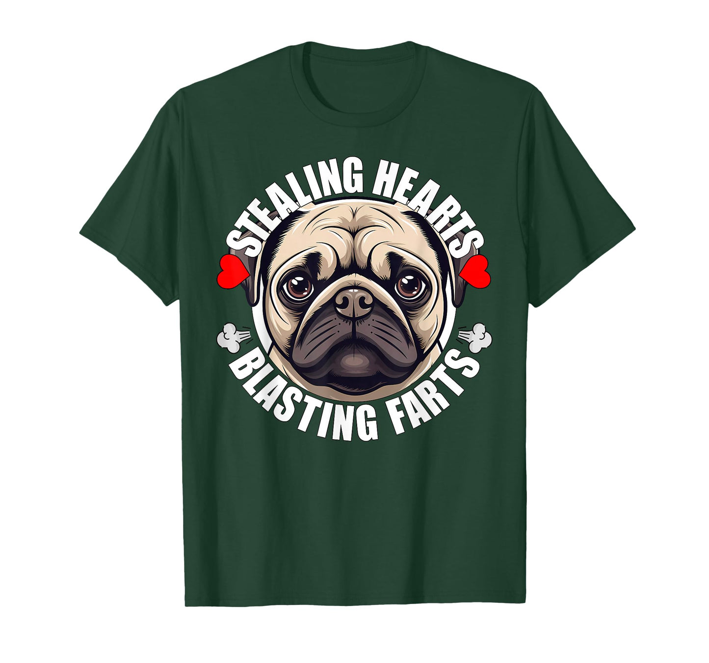Funny Pug Stealing Hearts Blasting Farts Puppy Dog Lover T-Shirt