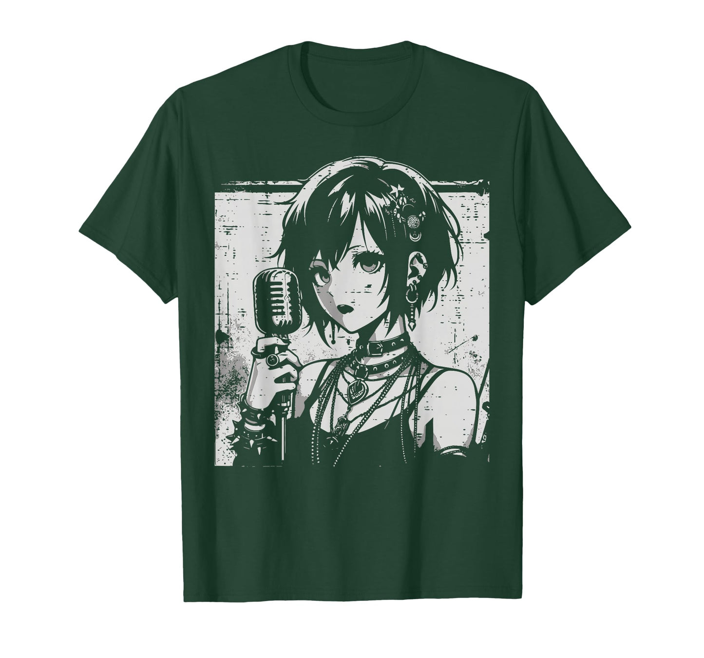 Anime Punk Girl Singing Japanese Manga Goth Women Men Kids T-Shirt