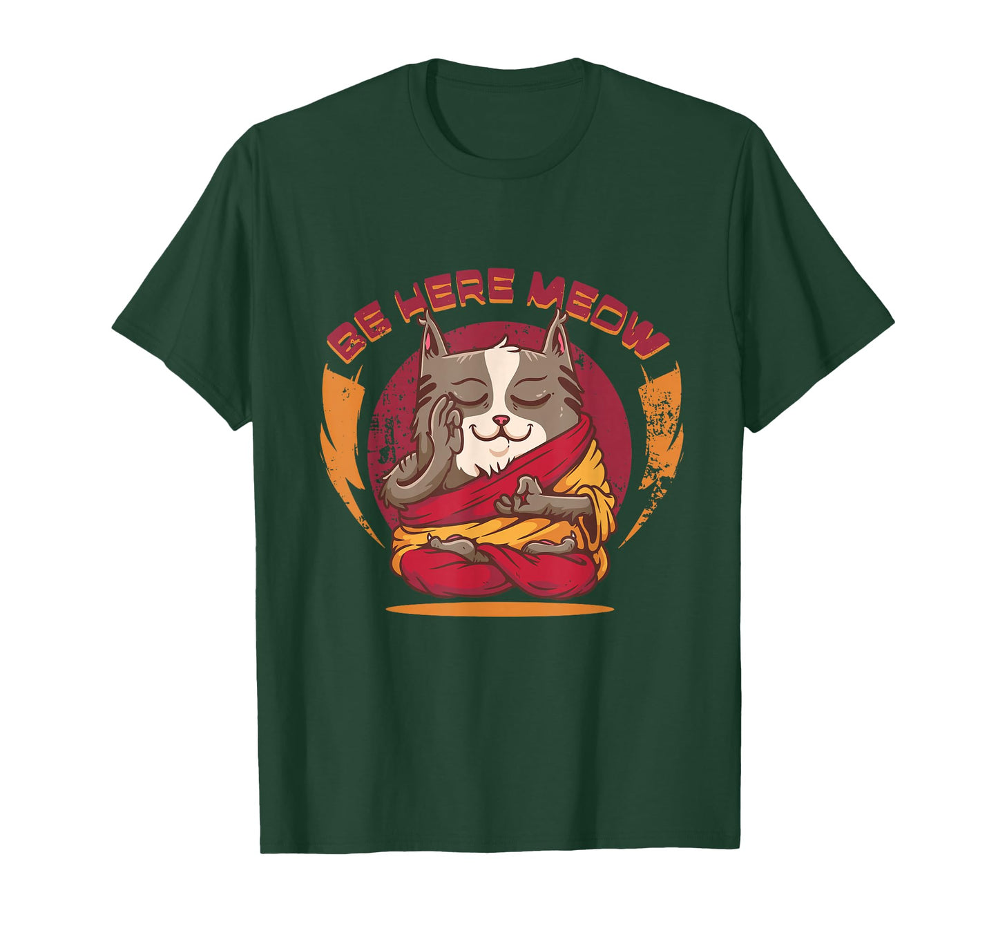 Be Here Meow Cat Doing Yoga Cat Lover Meditation Cat Owner T-Shirt