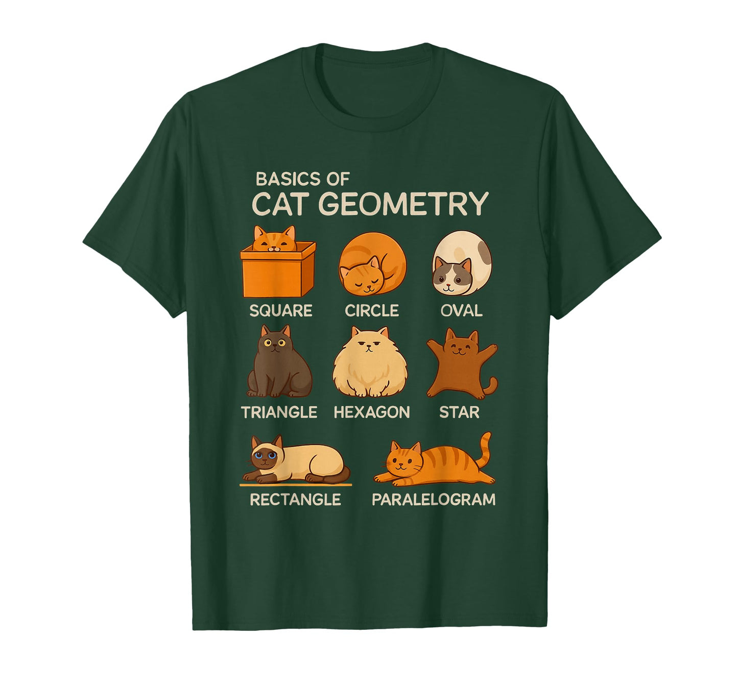 Basic Cat Geometry Cute Cat Cat Lover Cat Owner Math School T-Shirt