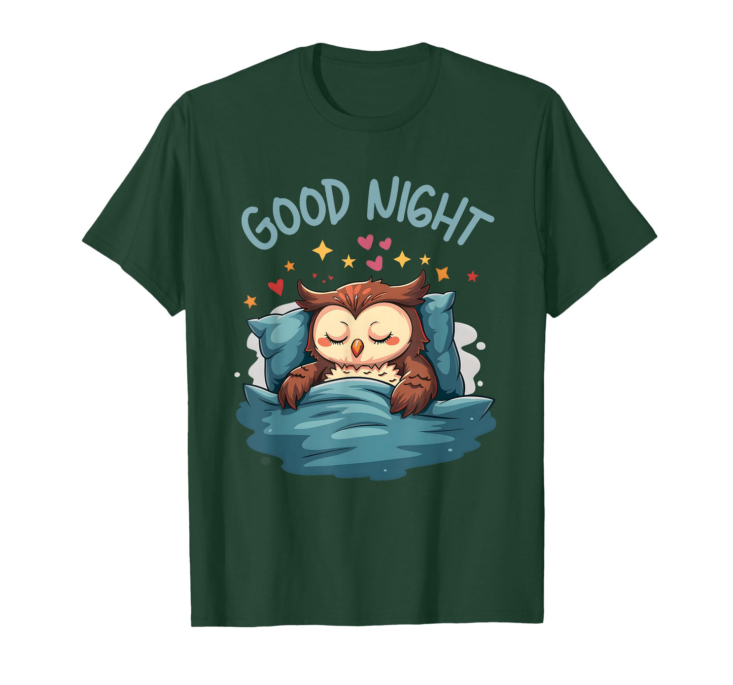 Cute Sleepy Owl Good Night Bedtime Illustration T-Shirt