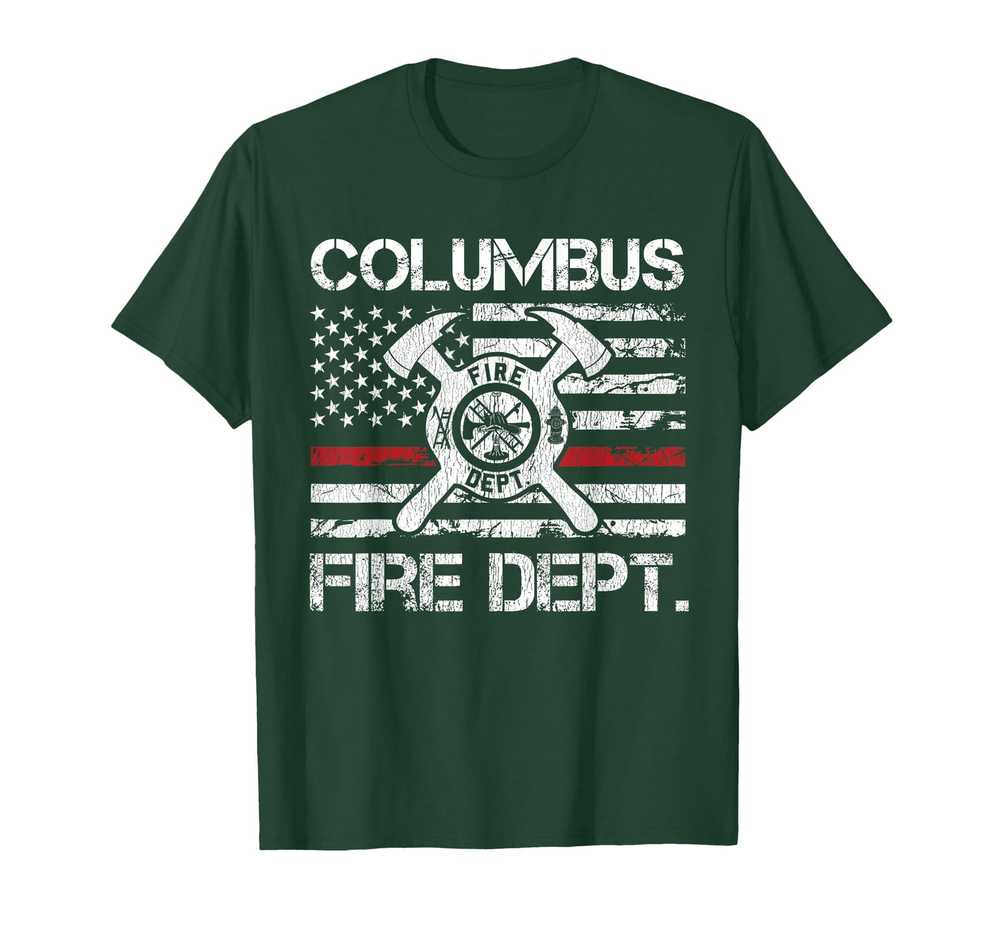 Columbus Ohio Fire Department Thin Red Line Logo T-Shirt