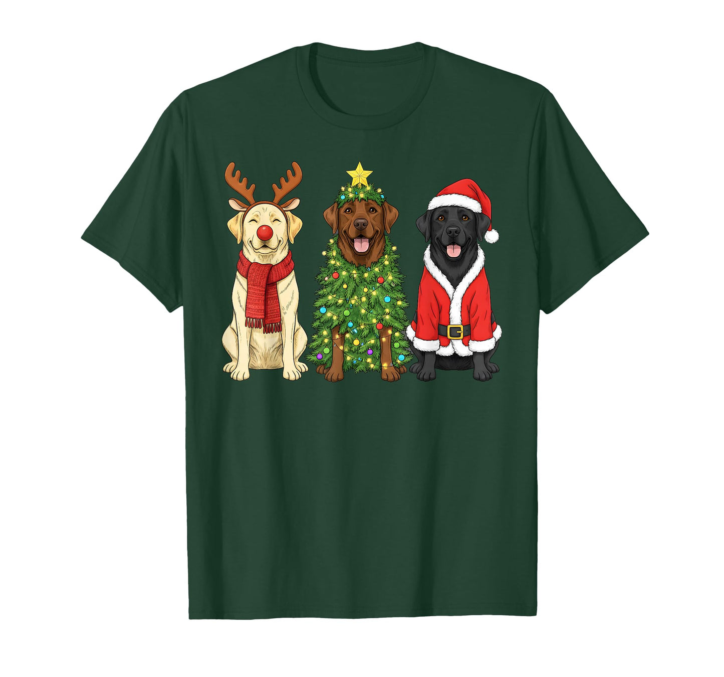 Retro Christmas Labrador Retriever Santa Reindeer Dog Lover T-Shirt