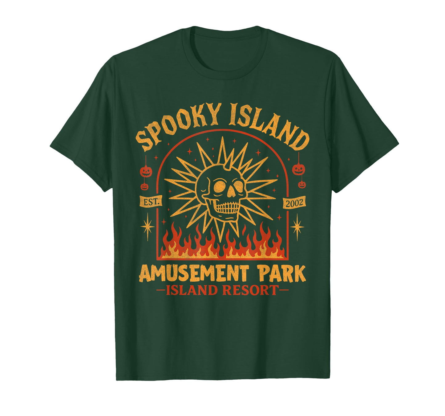 Spooky Island Est 2002 Amusement Park Skull Halloween T-Shirt