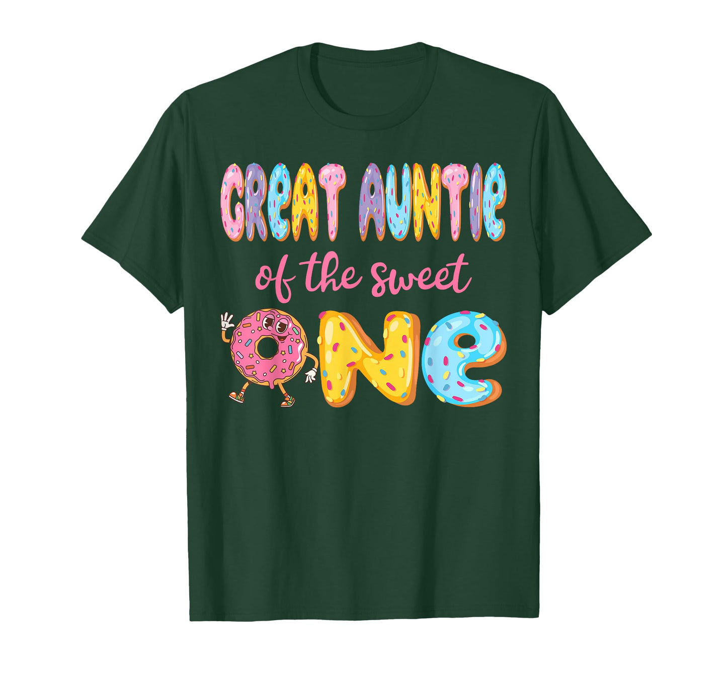 Great Auntie Of The Sweet One Funny 1St Birthday Girl Donut T-Shirt