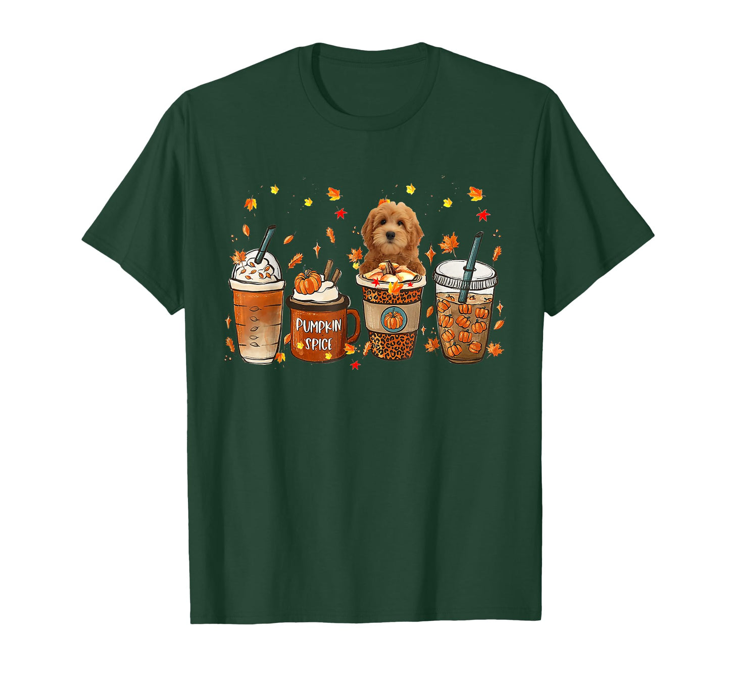 Goldendoodle Fall Coffee Pumpkin Spice Latte Iced Autumn T-Shirt