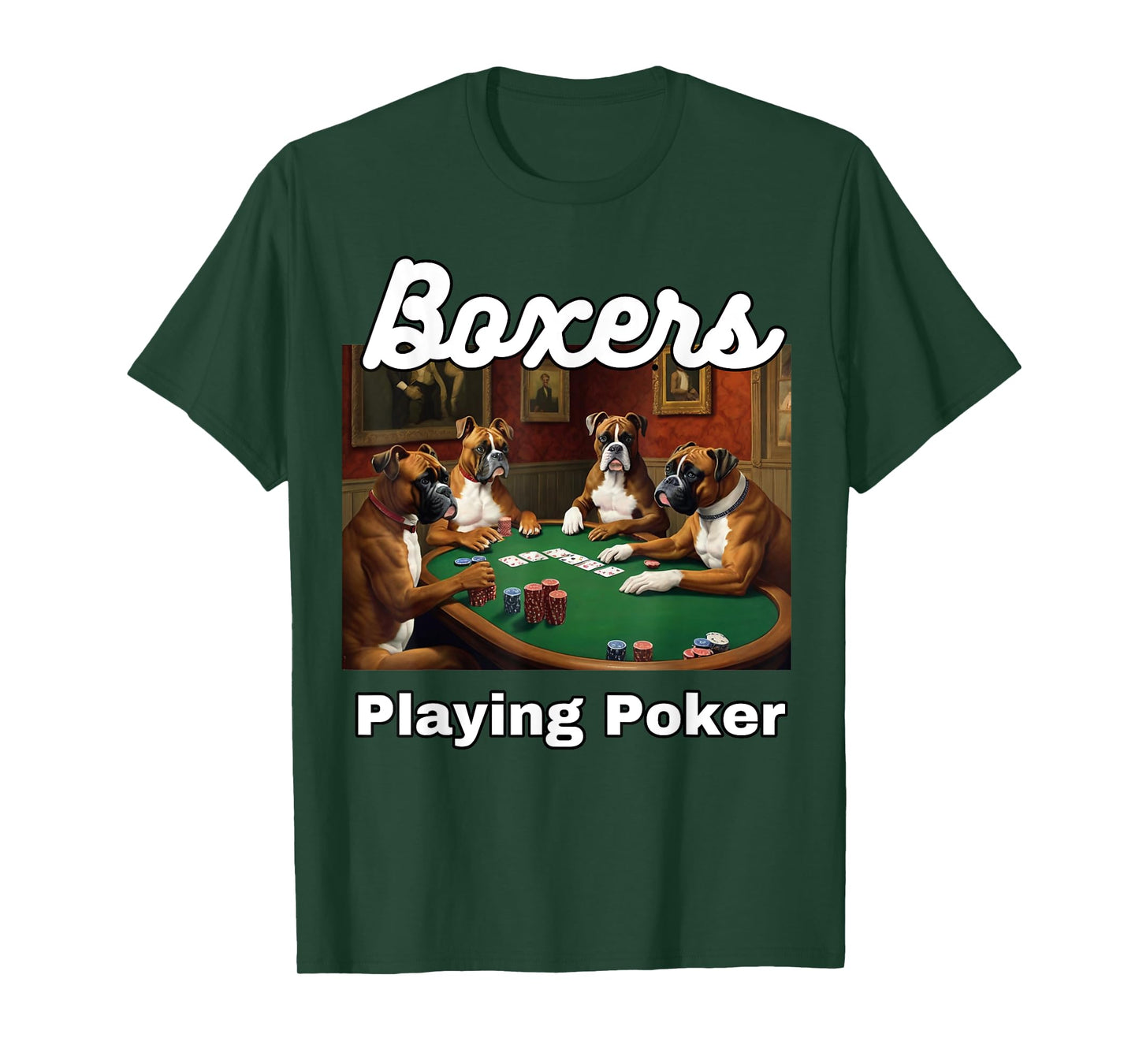 Dogs Playing Poker Boxers Dog Boxer Card Game Cards T-Shirt for Men Women Kids