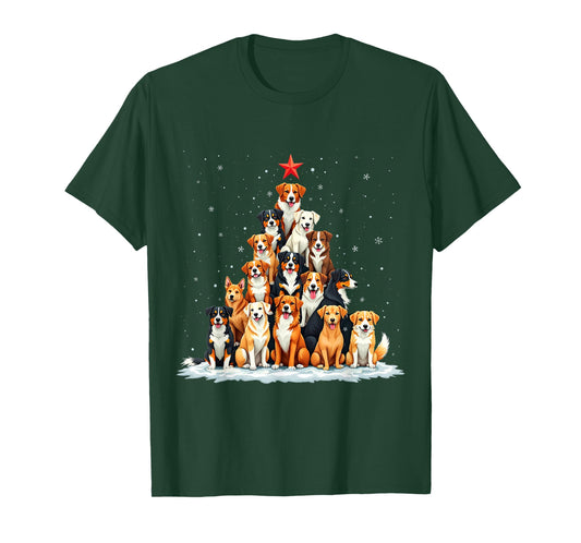 Dog Christmas Tree Dog Xmas Tree Women Men Boys Girls Kids T-Shirt