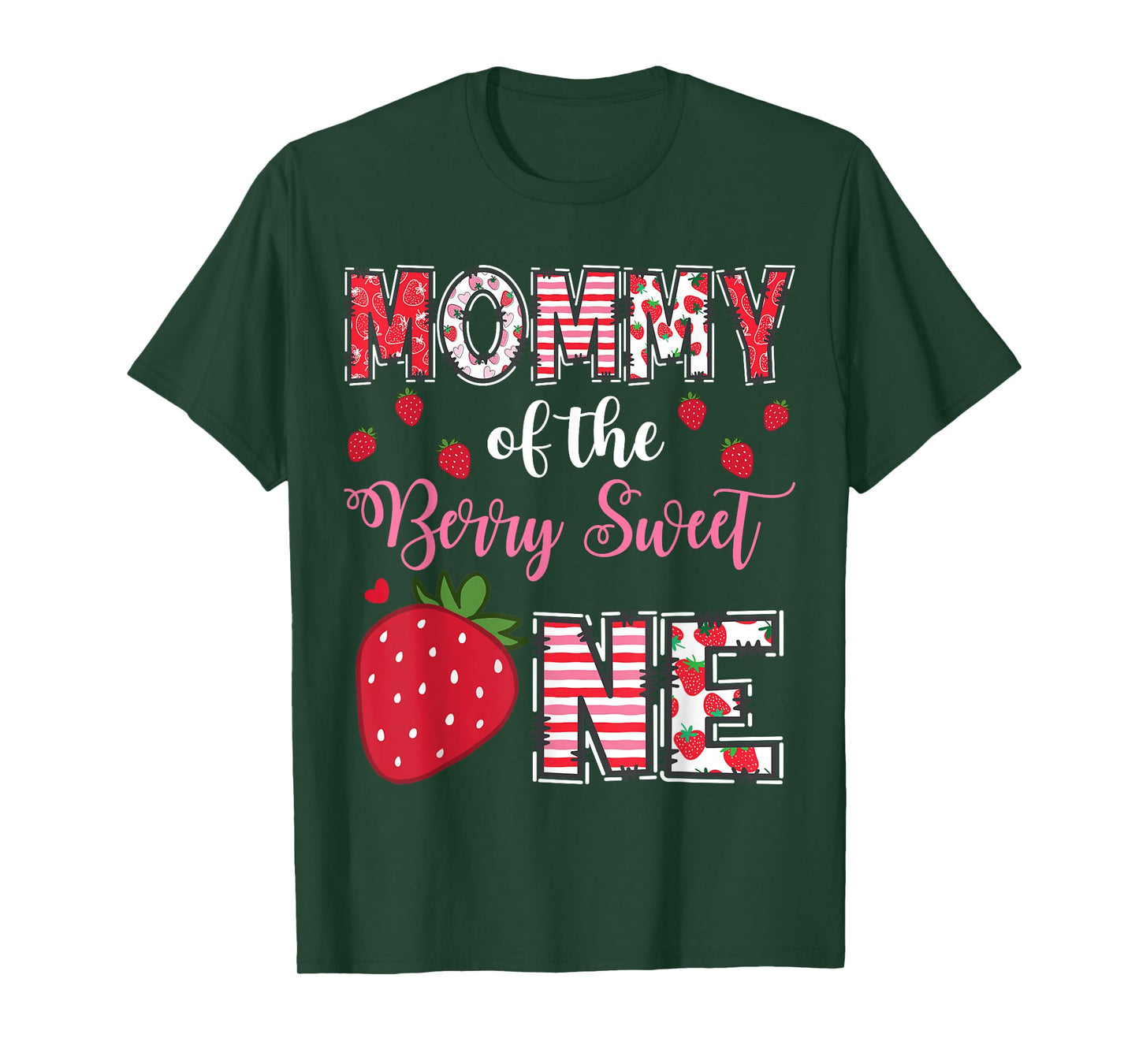 Mommy Of The Berry Sweet One Strawberry Birthday Girl T-Shirt