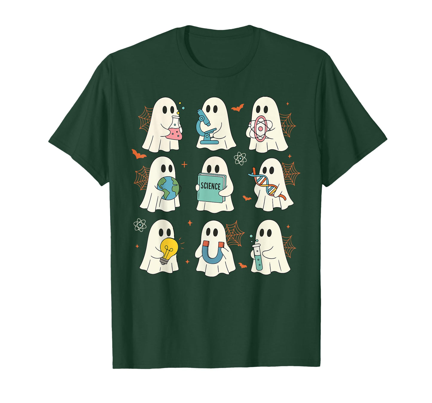 Halloween Science Teacher Student Ghost Laboratory Men Women T-Shirt