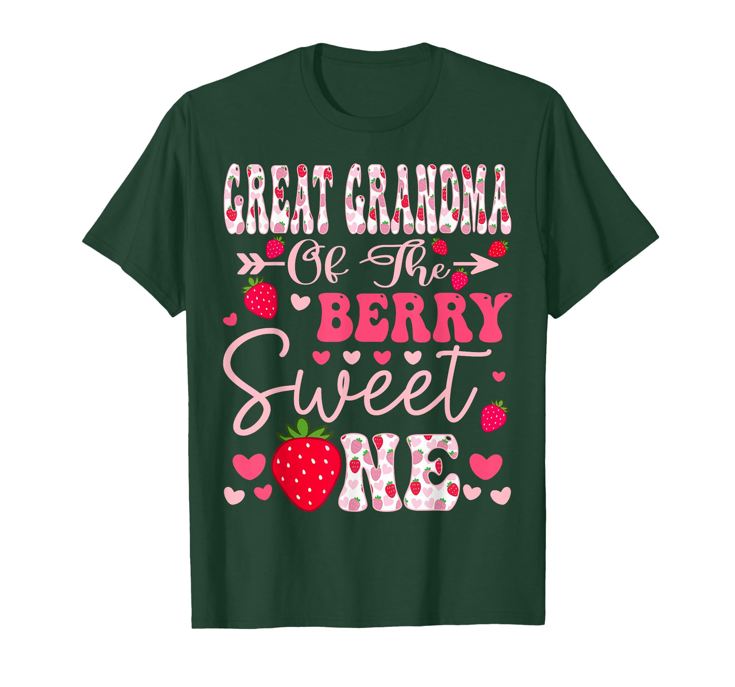 Great Grandma Of The Berry Sweet One Strawberry 1St Birthday T-Shirt