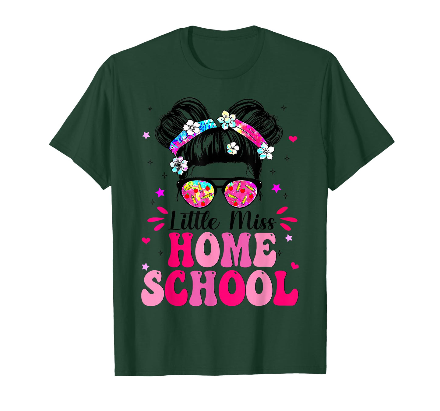 Kids Groovy Messy Bun Homeschool First Day Girls Toddlers T-Shirt