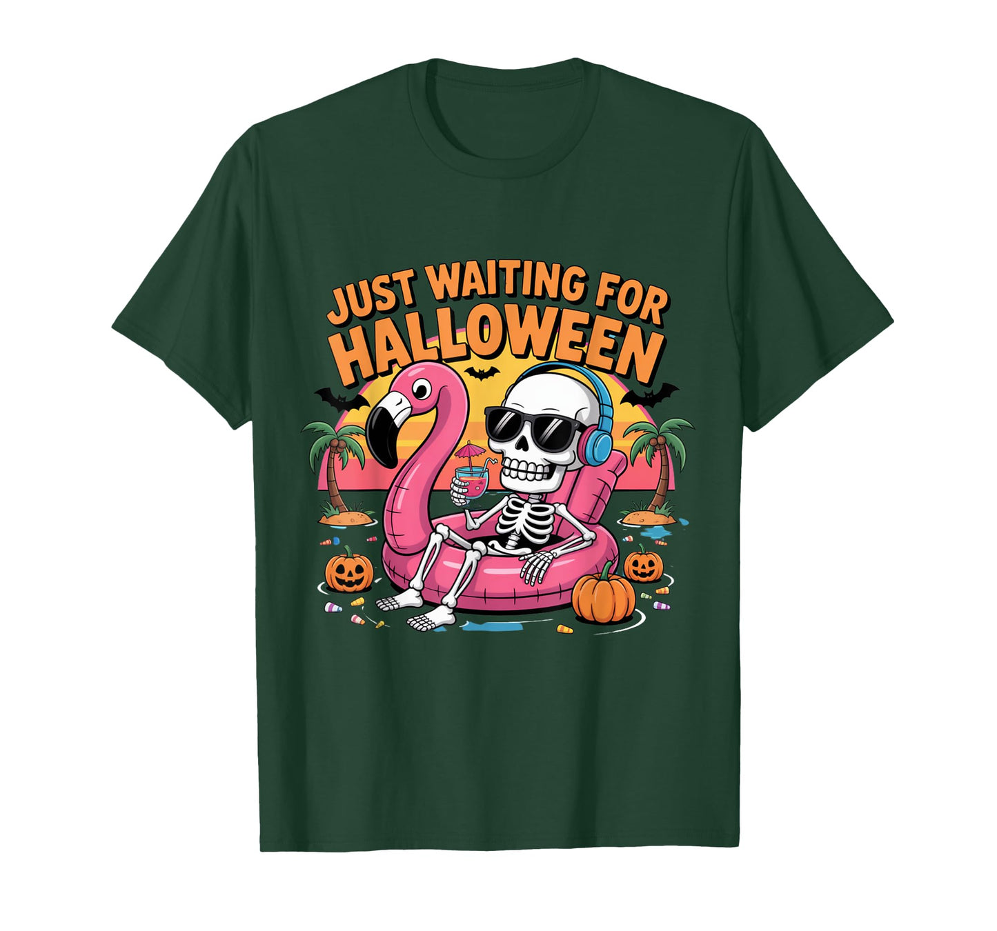 Spooky Summer Skeleton Just Waiting for Halloween T-Shirt