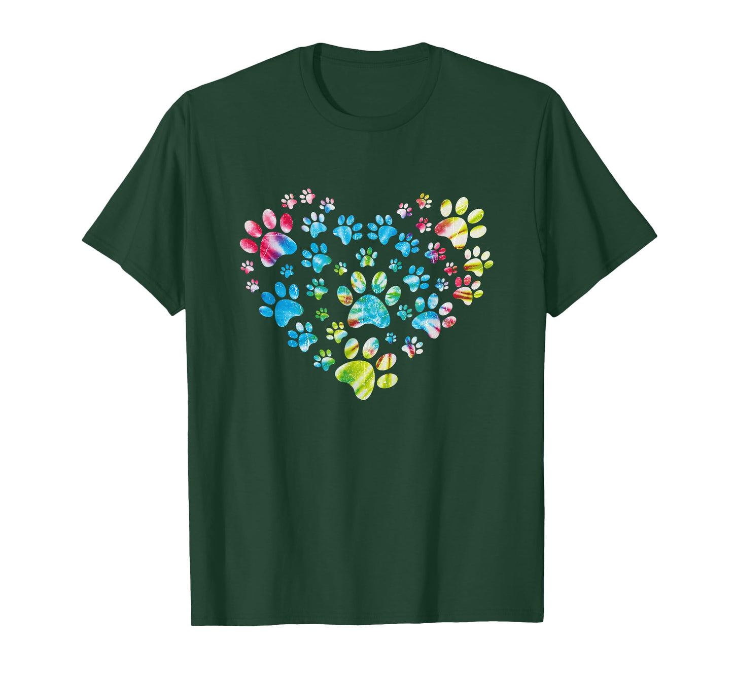 Tie Dye Love Dog Paw Print Animal Paw Dog Lover T-Shirt