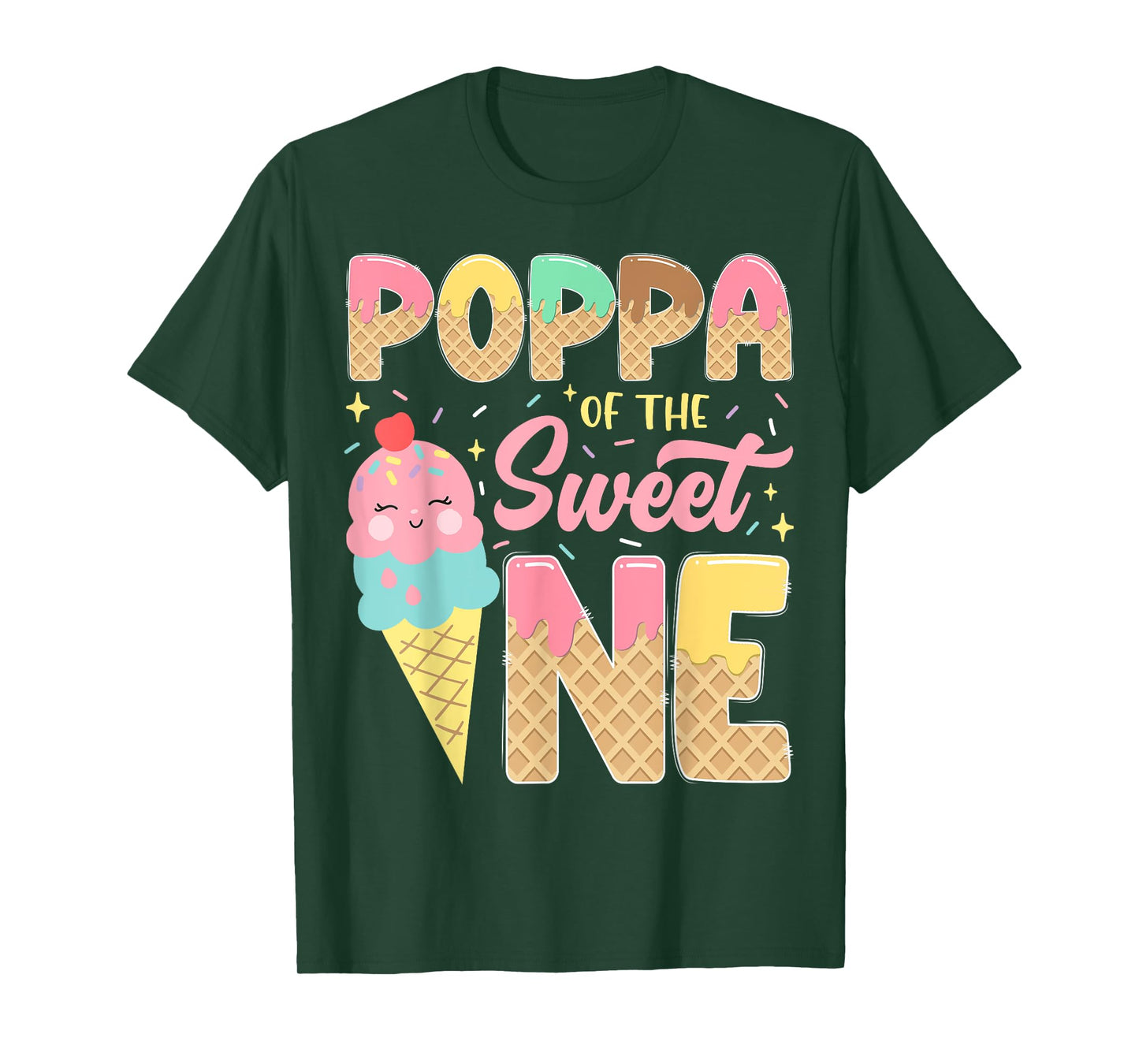 Poppa Of The Sweet One 1St Birthday Ice Cream Lover T-Shirt