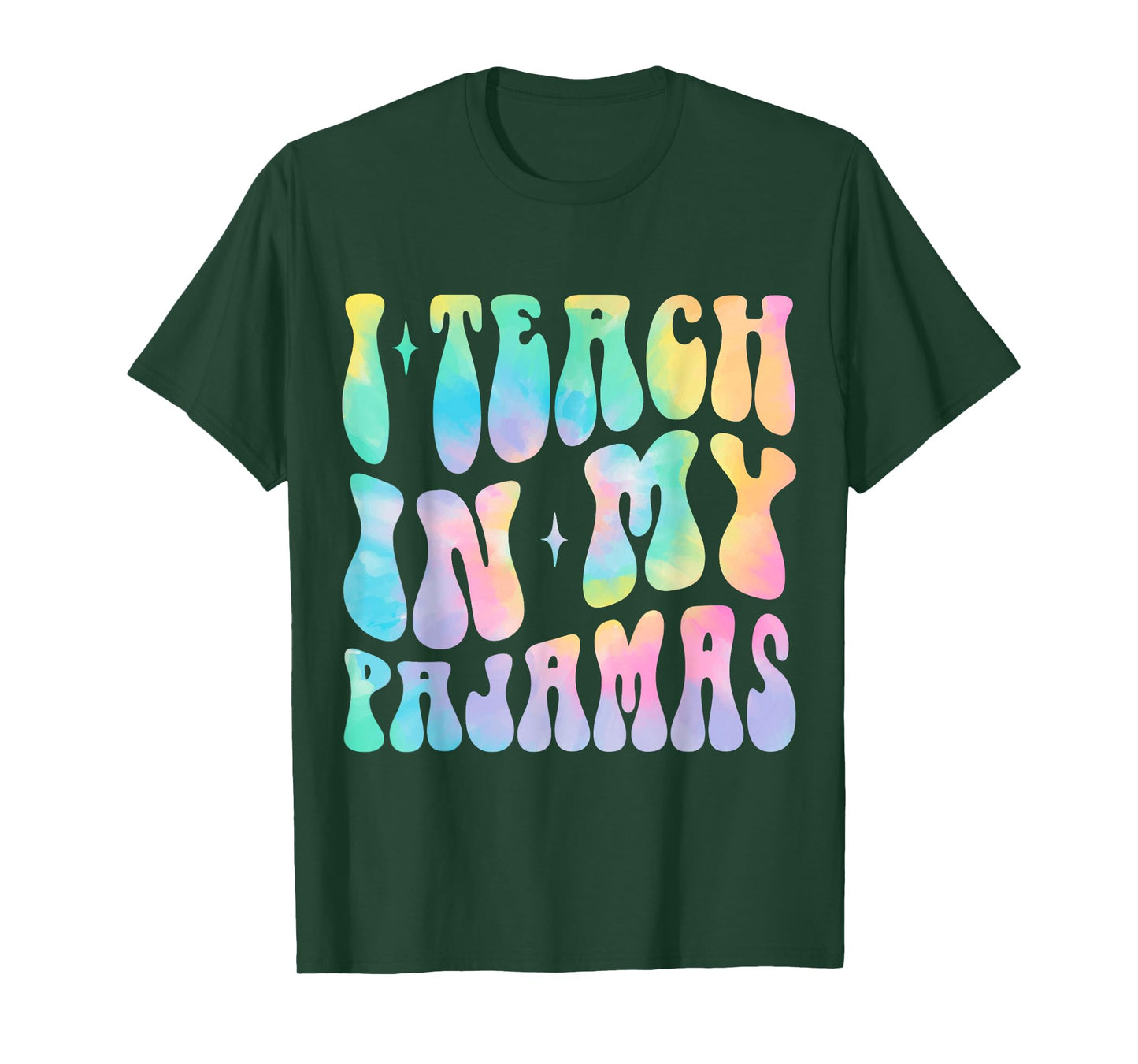Funny Homeschool Mom Design | I Teach in My Pajamas Groovy T-Shirt