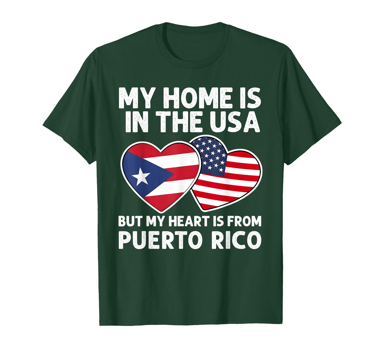My Home USA My Heart Puerto Rico Puerto Rican American Pride T-Shirt