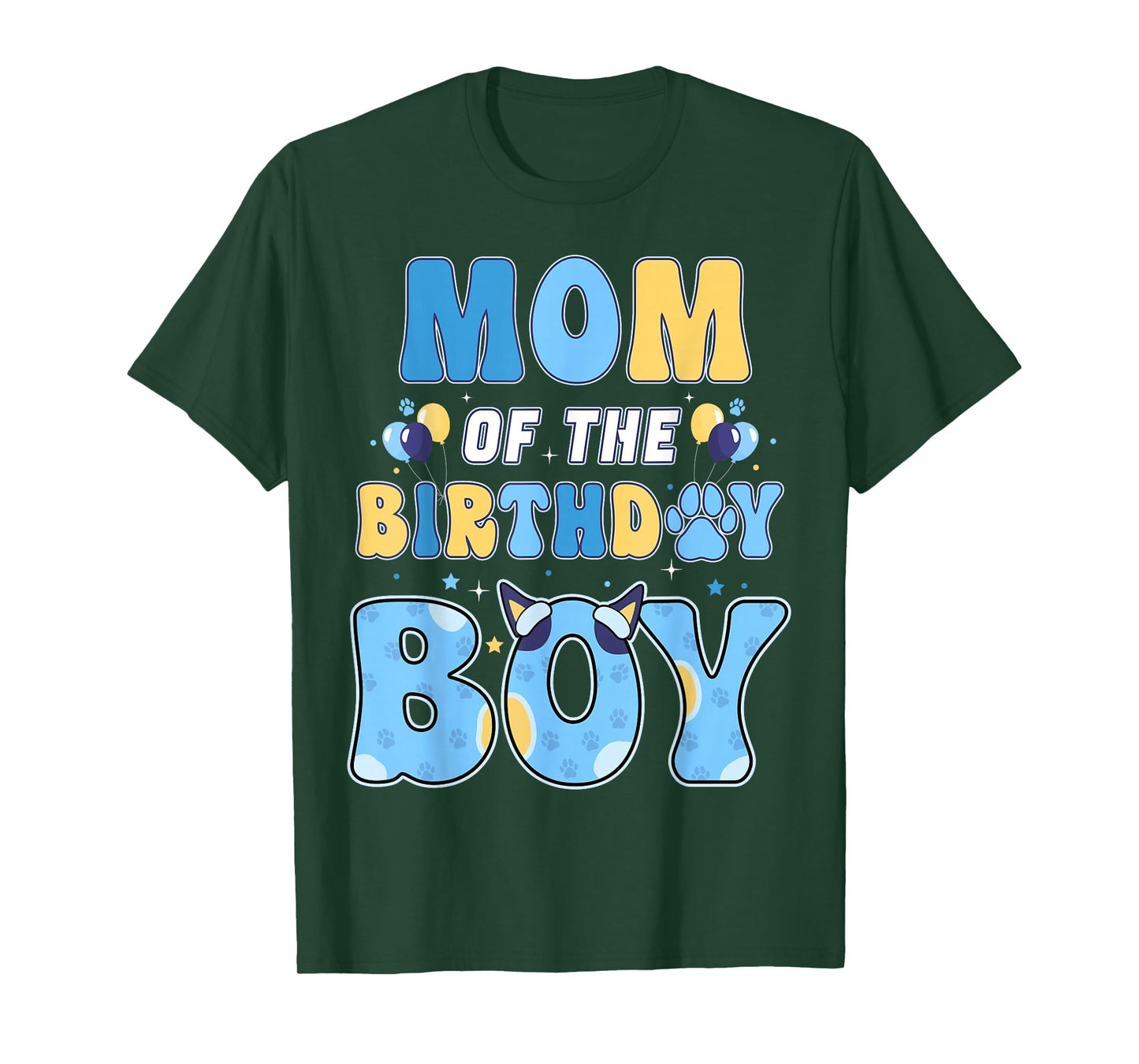 Mom of The Birthday Boy Family Blue Dog Funny Birthday Party T-Shirt