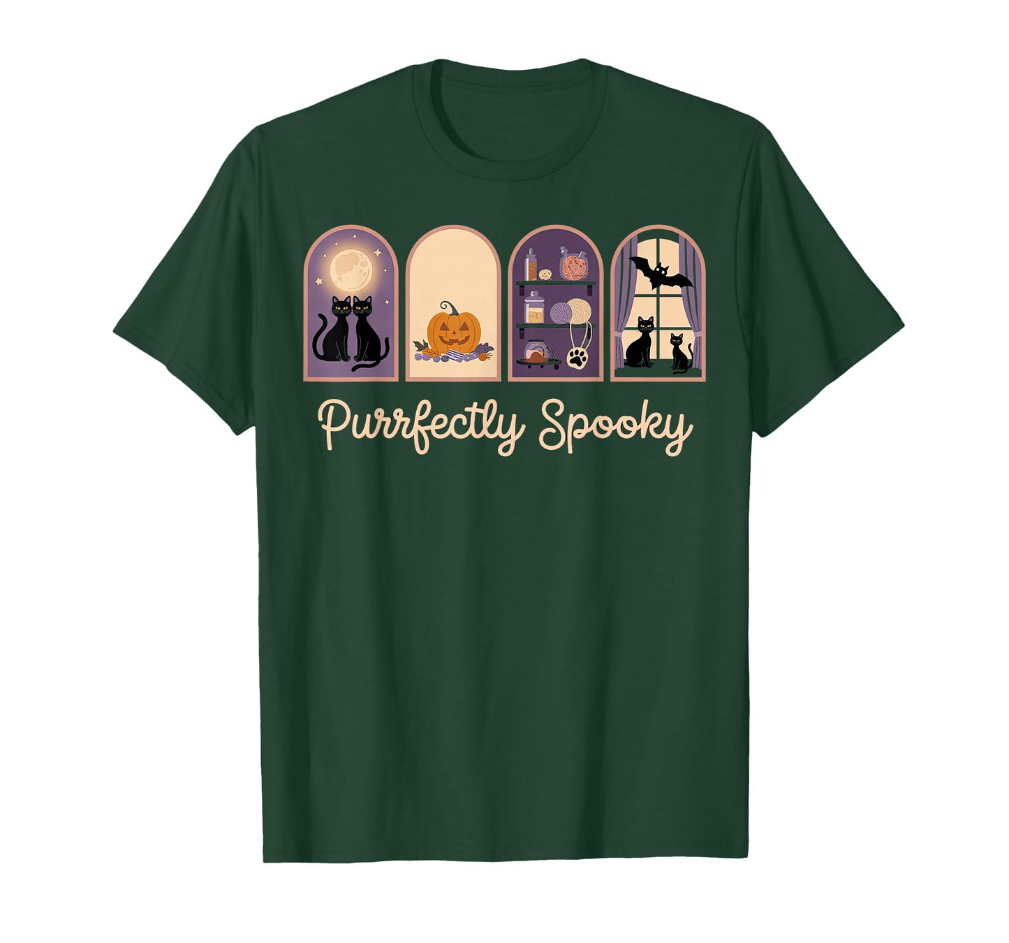 Cute Retro Halloween Cat Lover Purrfectly Spooky Black Cats T-Shirt