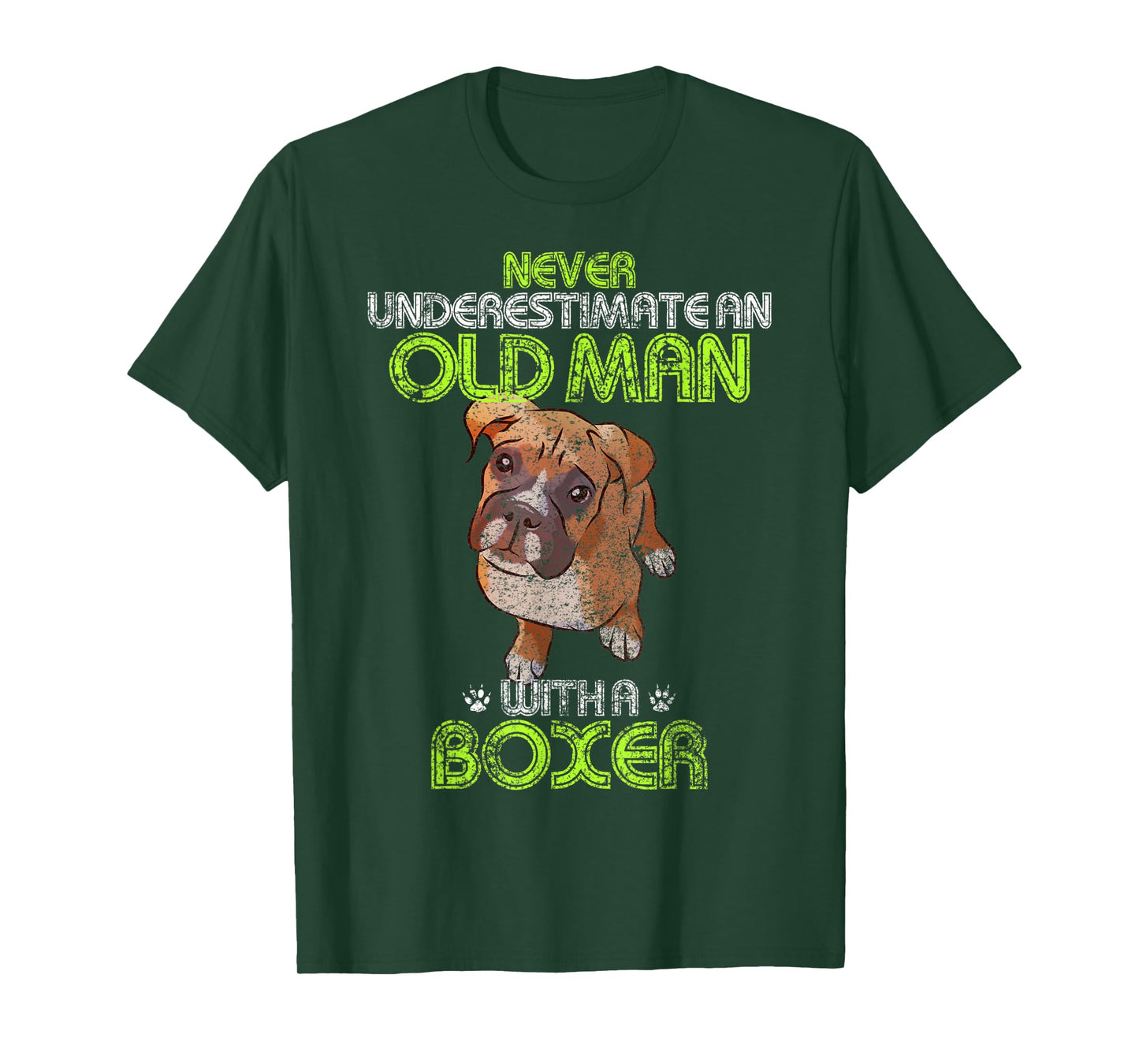 Mens Never Underestimate An Old Man With A Boxer Funny Dog Lover T-Shirt