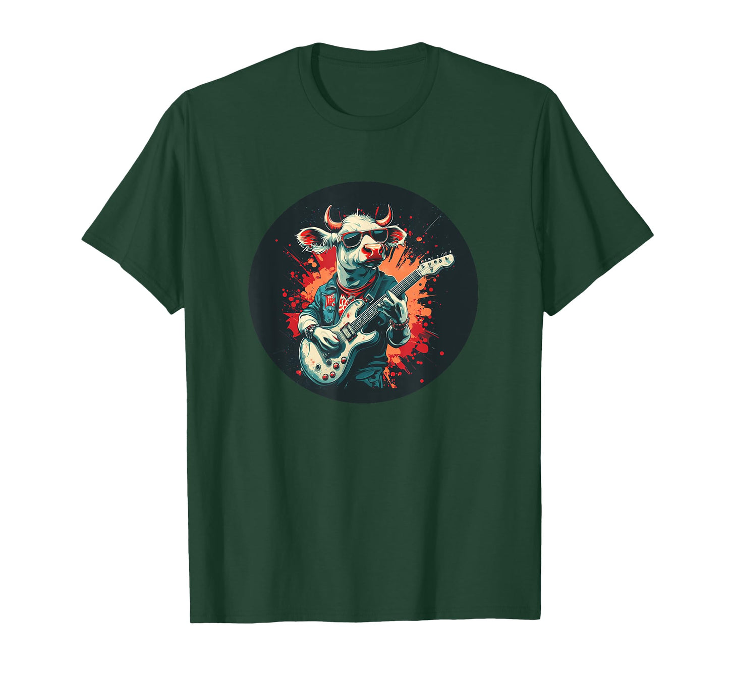 Rocking Cow with Cool Electric Guitar and Sunglasses Costume T-Shirt