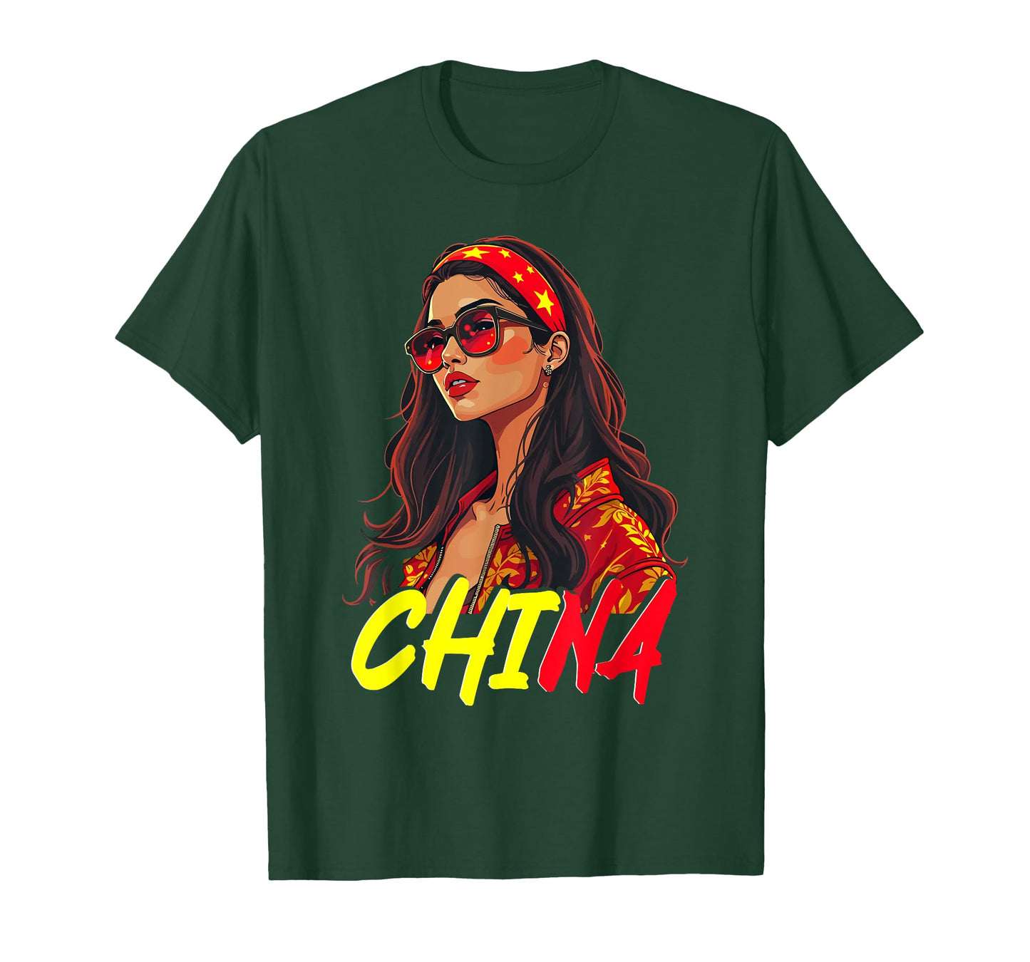 China Flag Woman Sunglasses Girl China T-Shirt